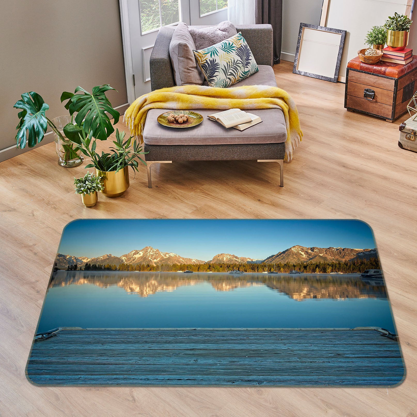 3D Colter Bay Boat Dock 84058 Kathy Barefield Rug Non Slip Rug Mat
