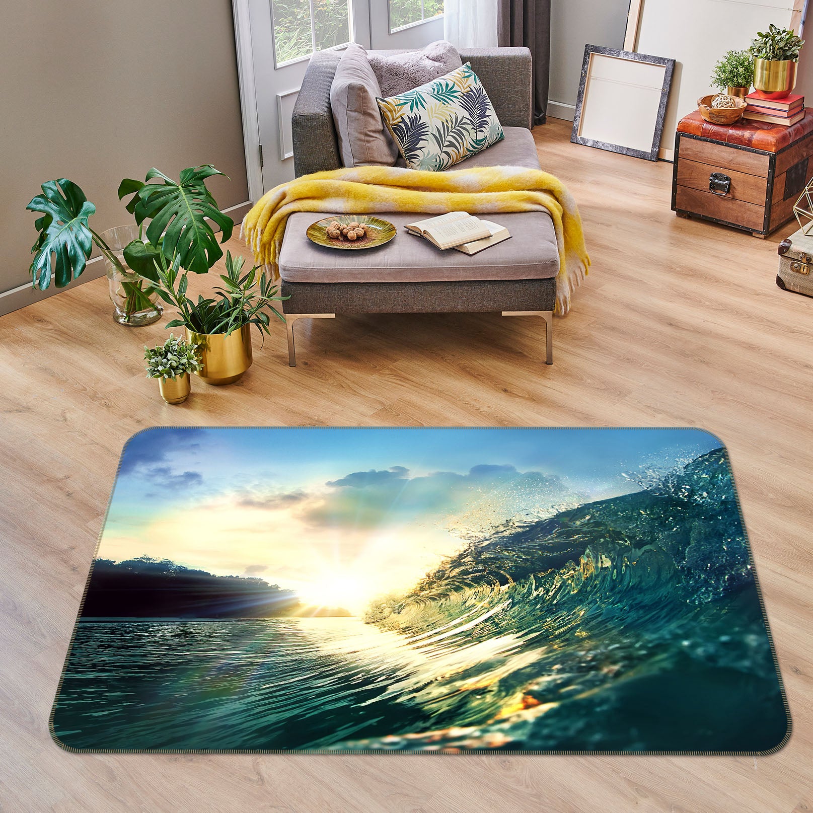 3D Waves Seawater 36027 Non Slip Rug Mat