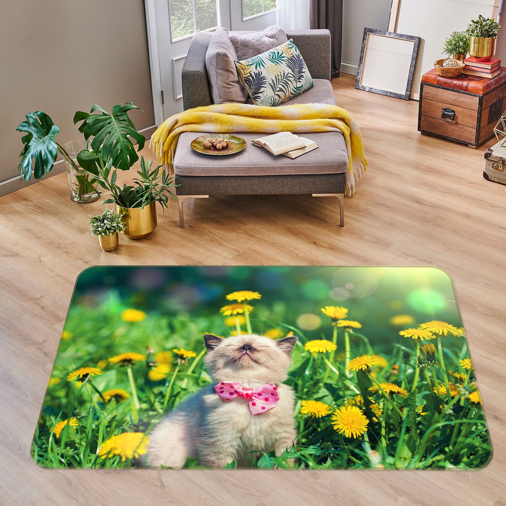 3D Flower Kitten 37095 Non Slip Rug Mat