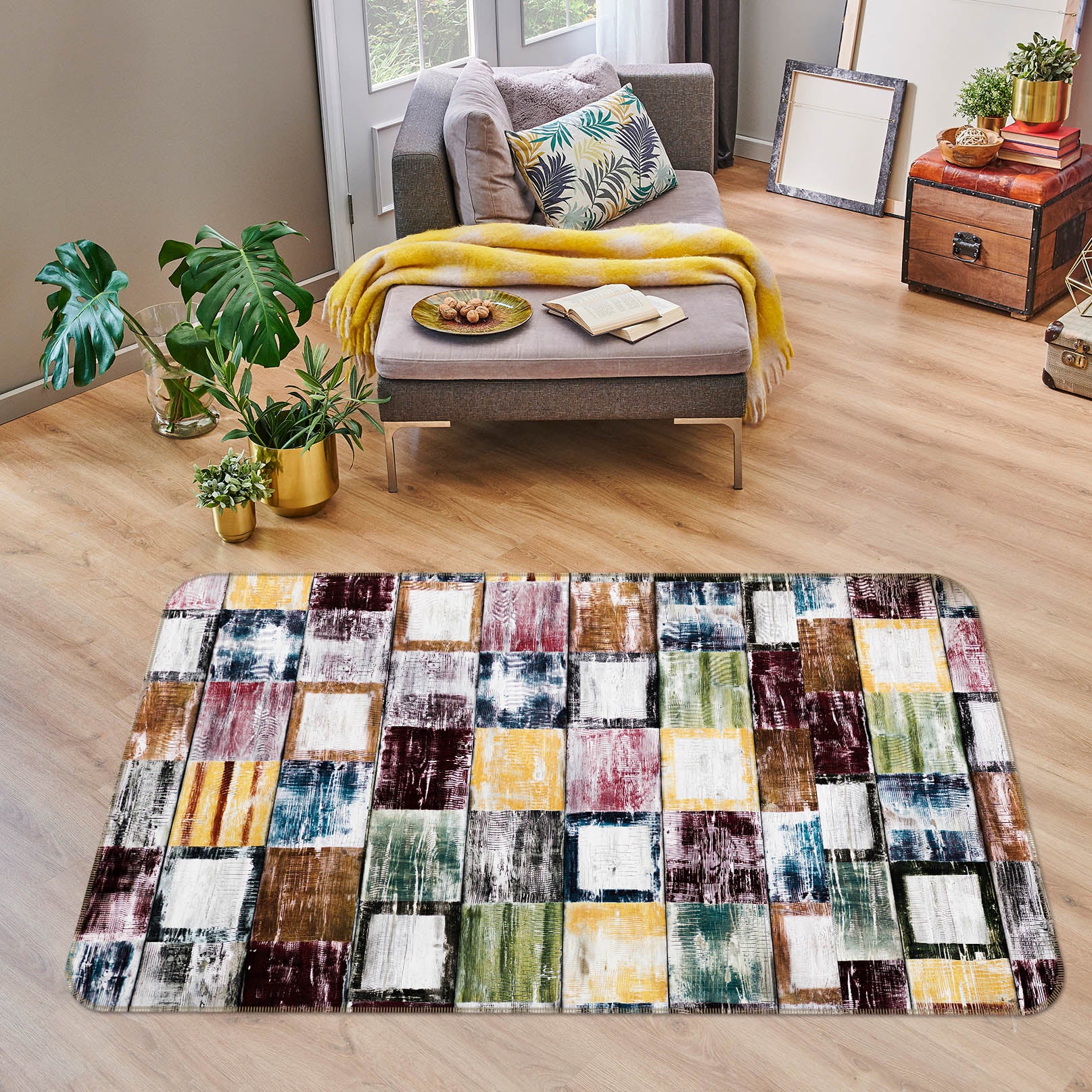 3D Square Pattern 29202 Non Slip Rug Mat