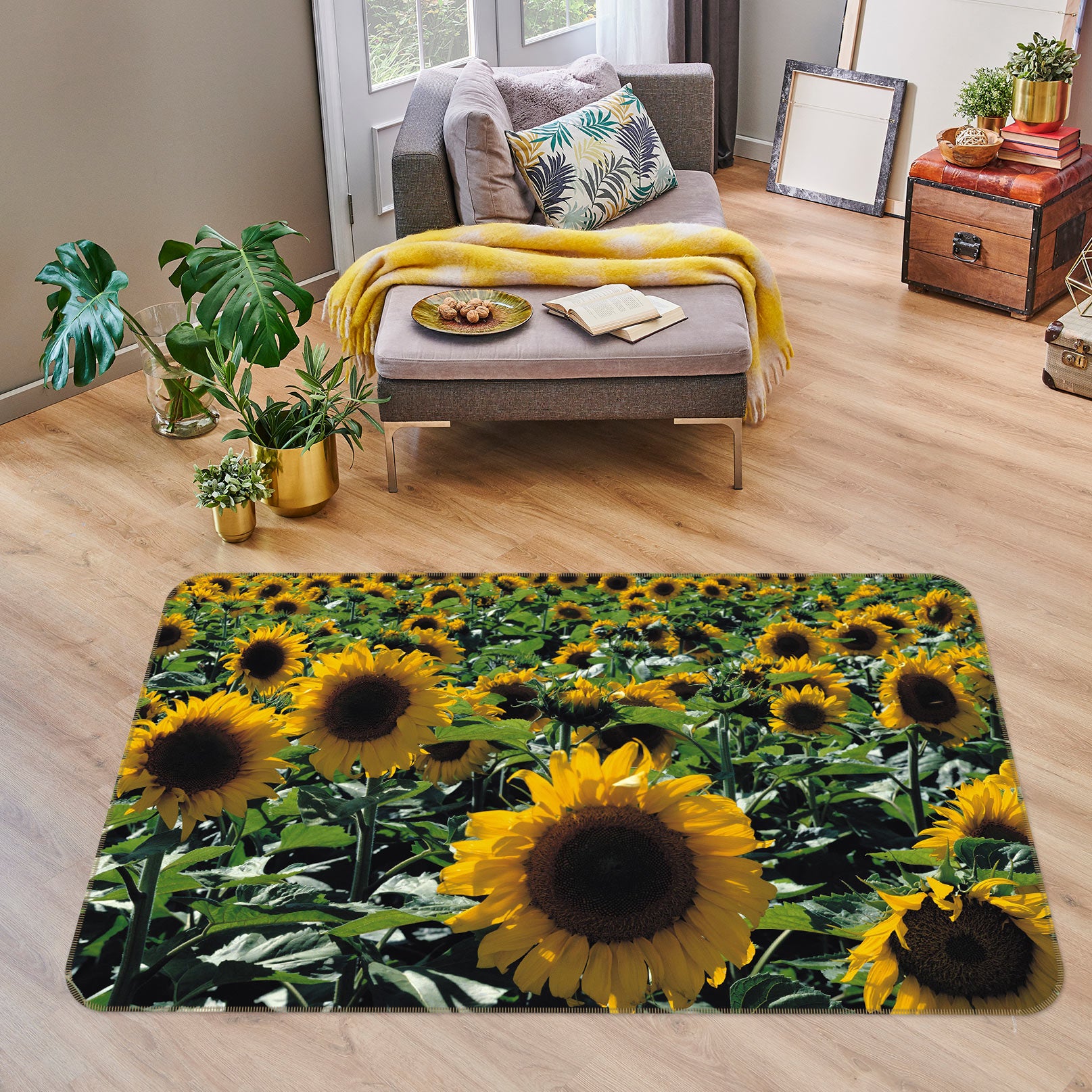 3D Sunflower Bush 75257 Non Slip Rug Mat