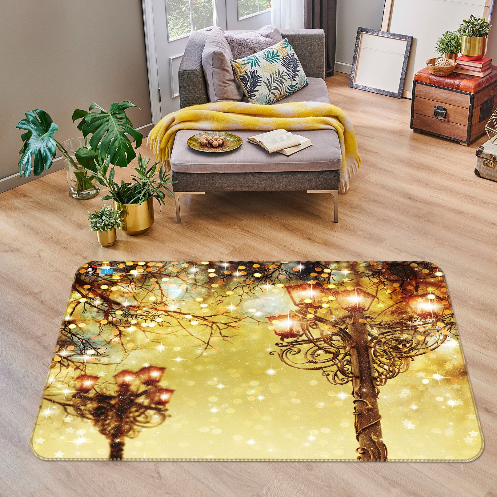 3D Street Lamp 55063 Christmas Non Slip Rug Mat Xmas