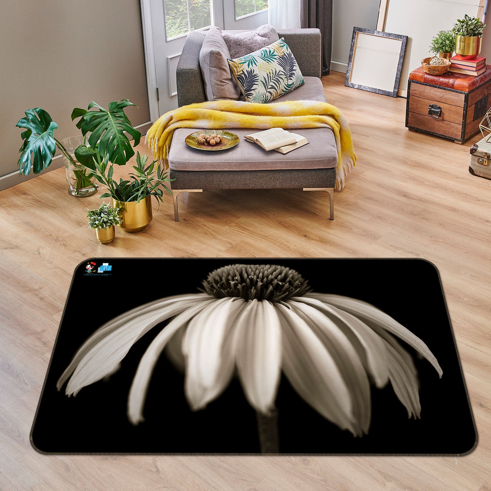 3D Petal Stamen 6702 Assaf Frank Rug Non Slip Rug Mat