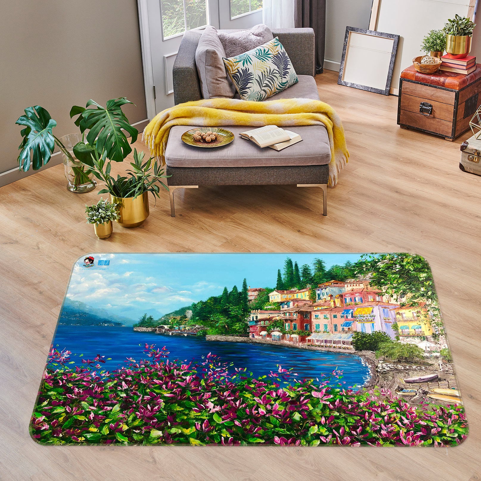 3D Sea Color House 1136 Skromova Marina Rug Non Slip Rug Mat