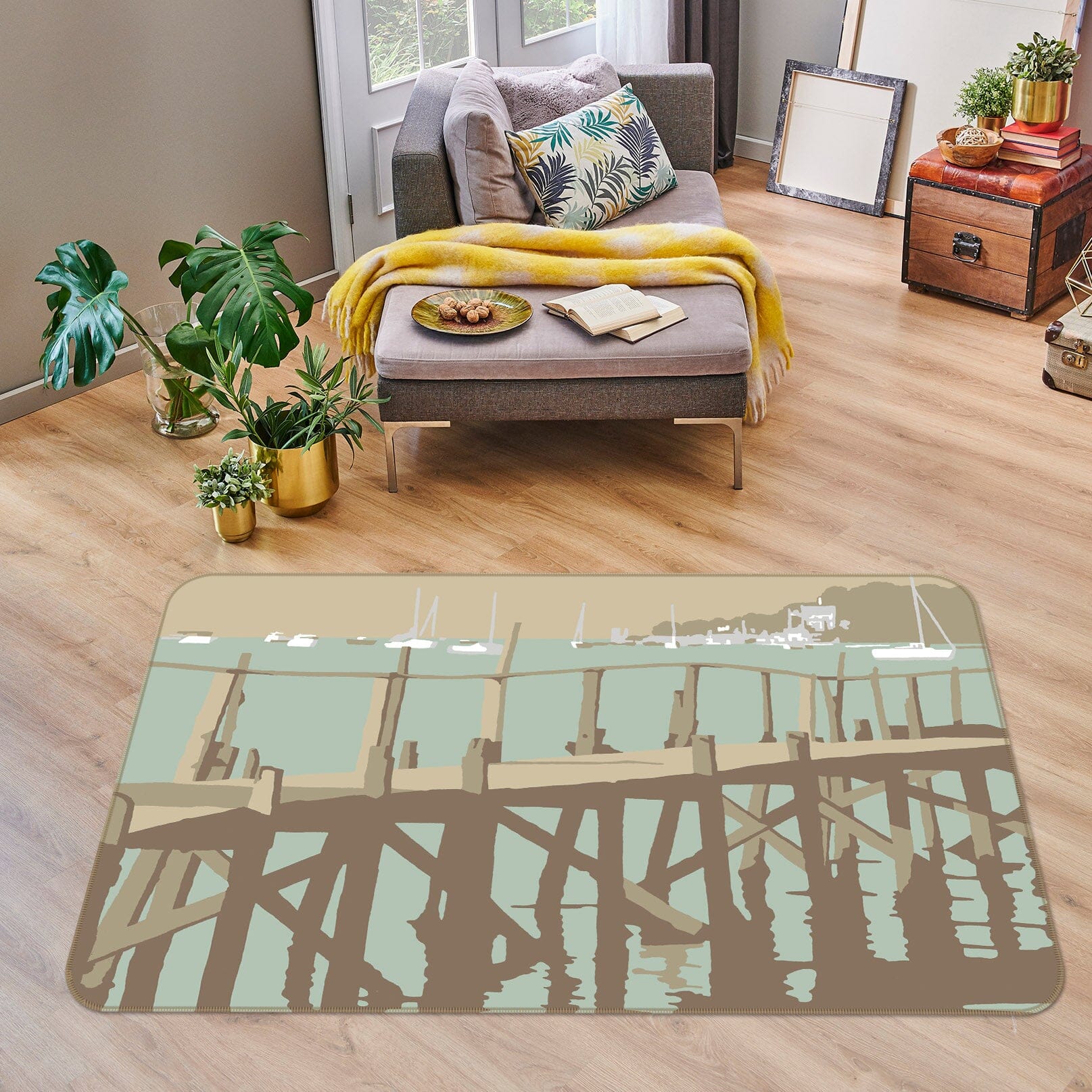 3D Sanbanks Evening Hill Pier 1167 Steve Read Rug Non Slip Rug Mat Mat AJ Creativity Home 