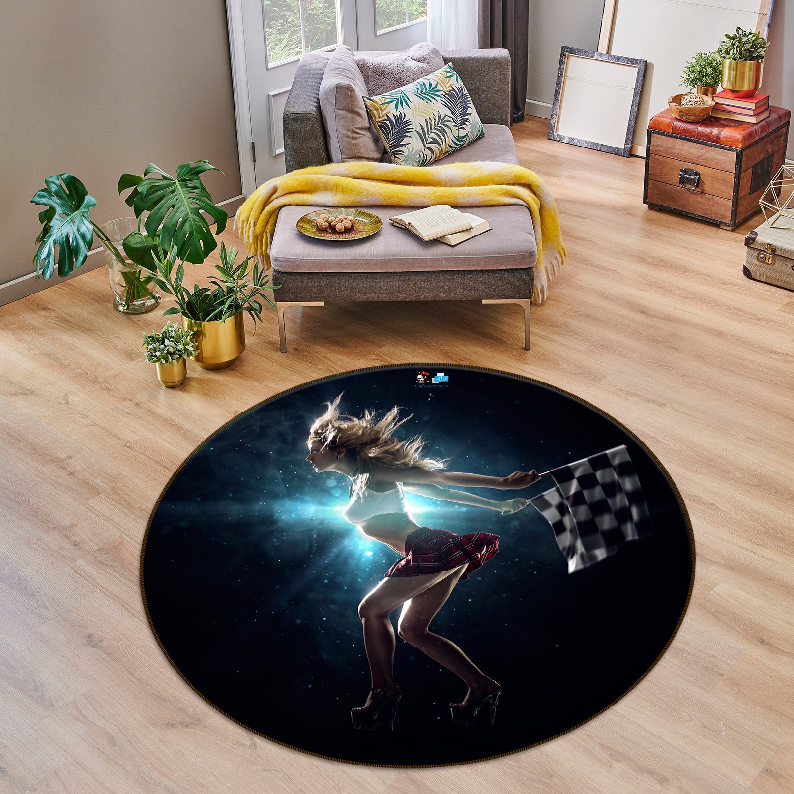 3D Beauty Referee 74151 Round Non Slip Rug Mat