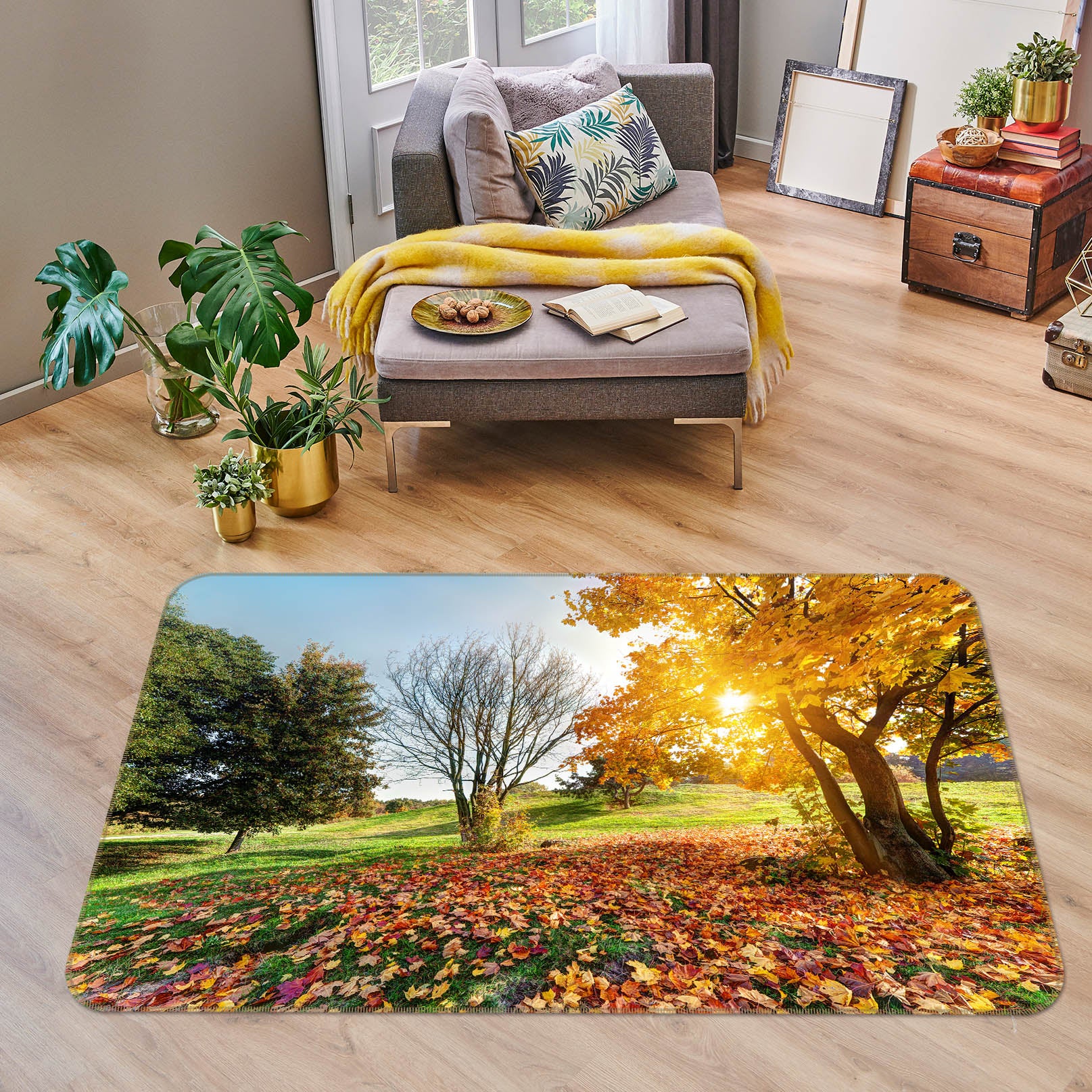 3D Tree Leaves 29122 Non Slip Rug Mat