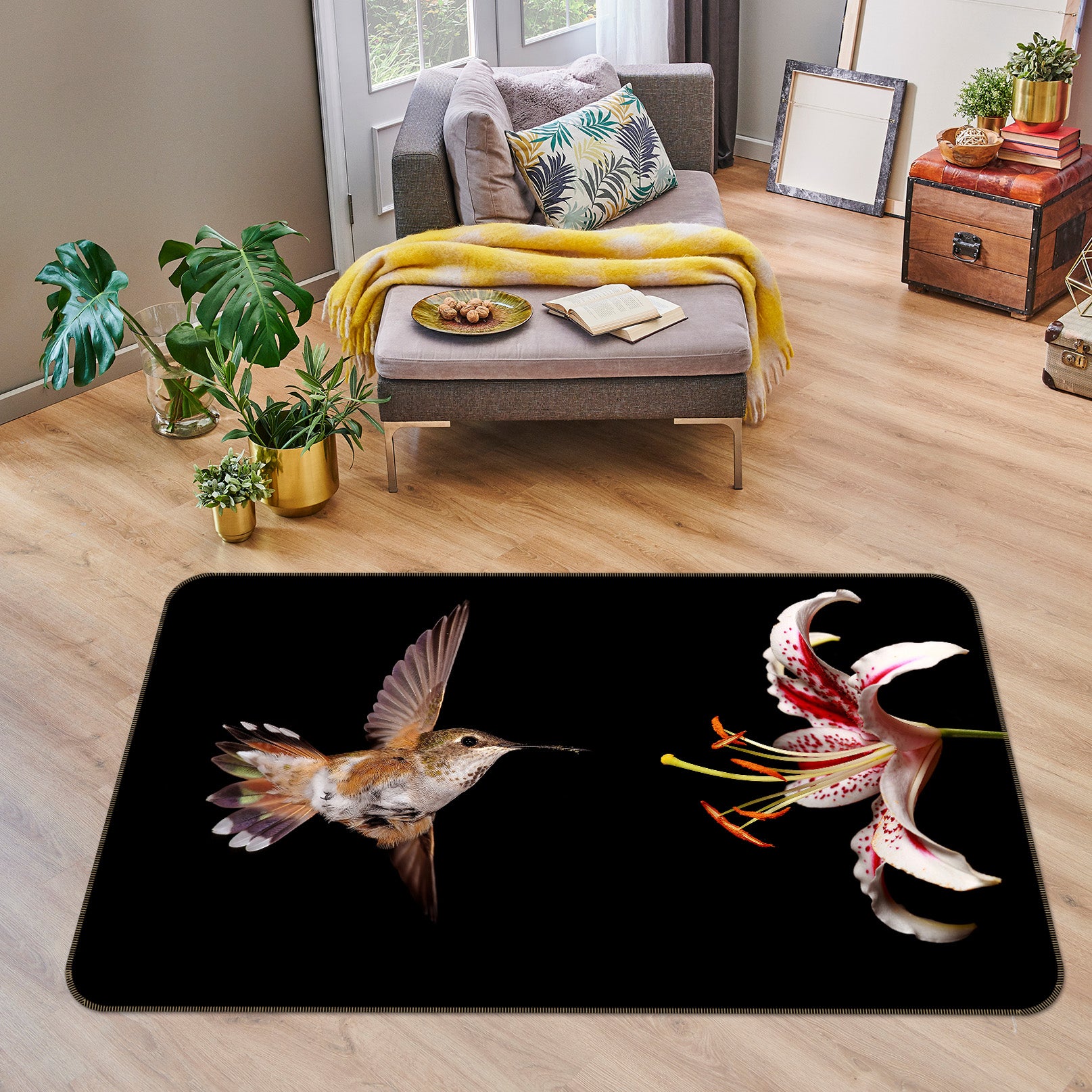 3D Bird Flower 38124 Animal Non Slip Rug Mat