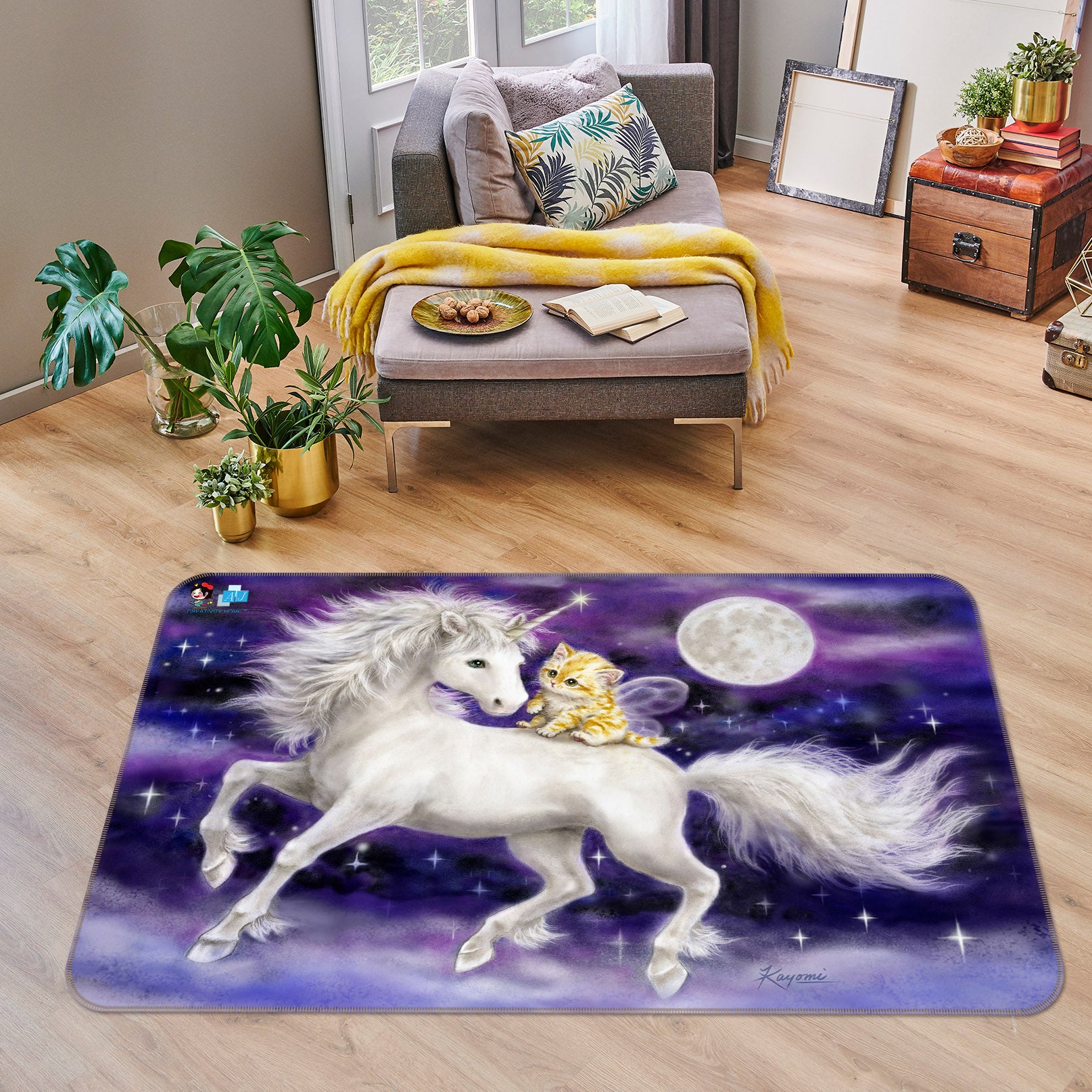 3D Unicorn Cat 5644 Kayomi Harai Rug Non Slip Rug Mat