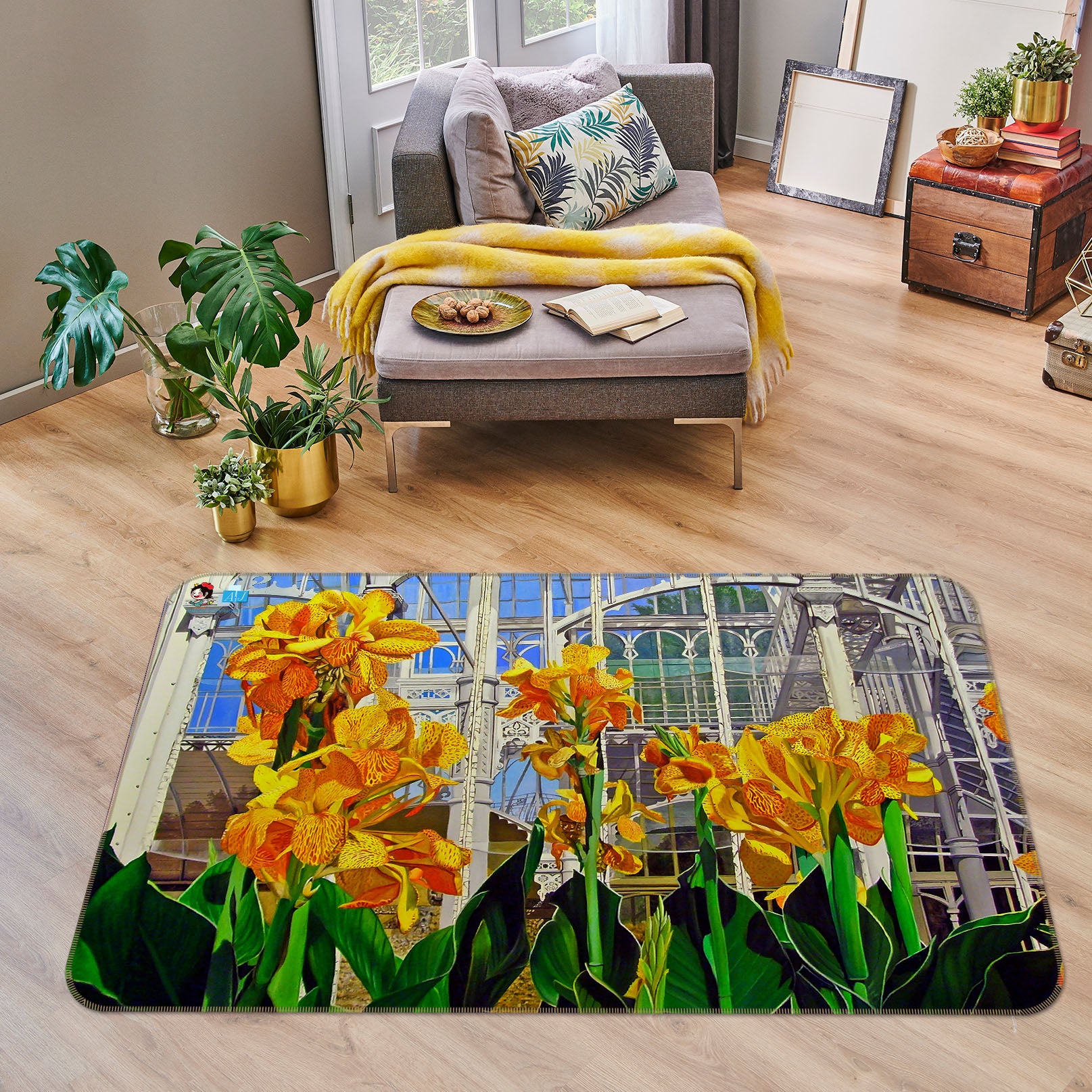 3D Flower Bush 11145 Matthew Holden Bates Rug Non Slip Rug Mat