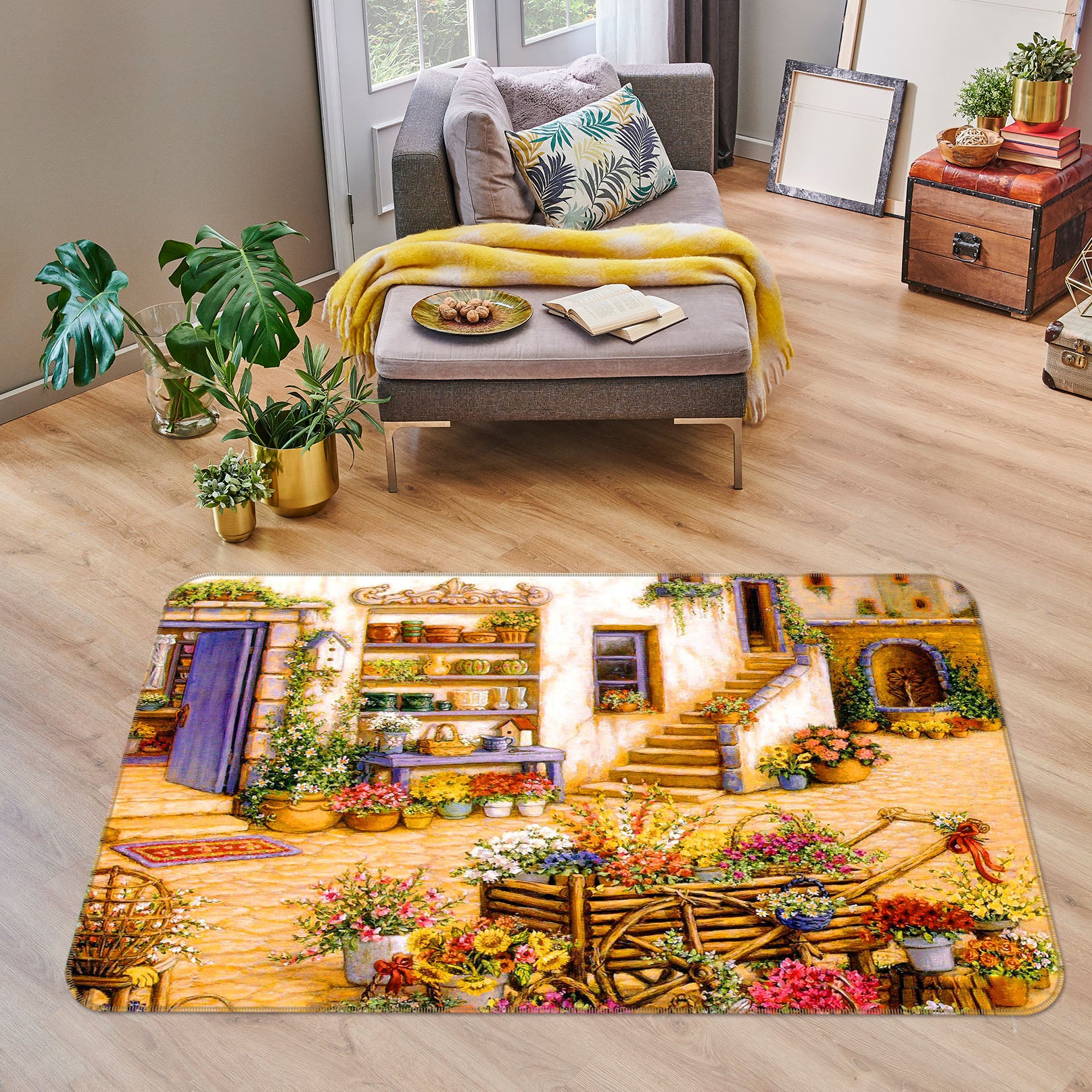 3D Flower Pot 33168 Non Slip Rug Mat