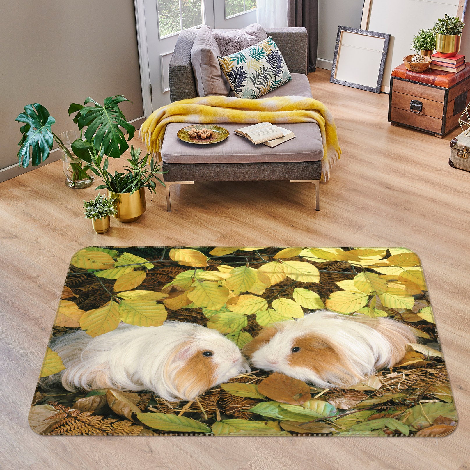 3D Leaf Rabbit 111 Animal Non Slip Rug Mat