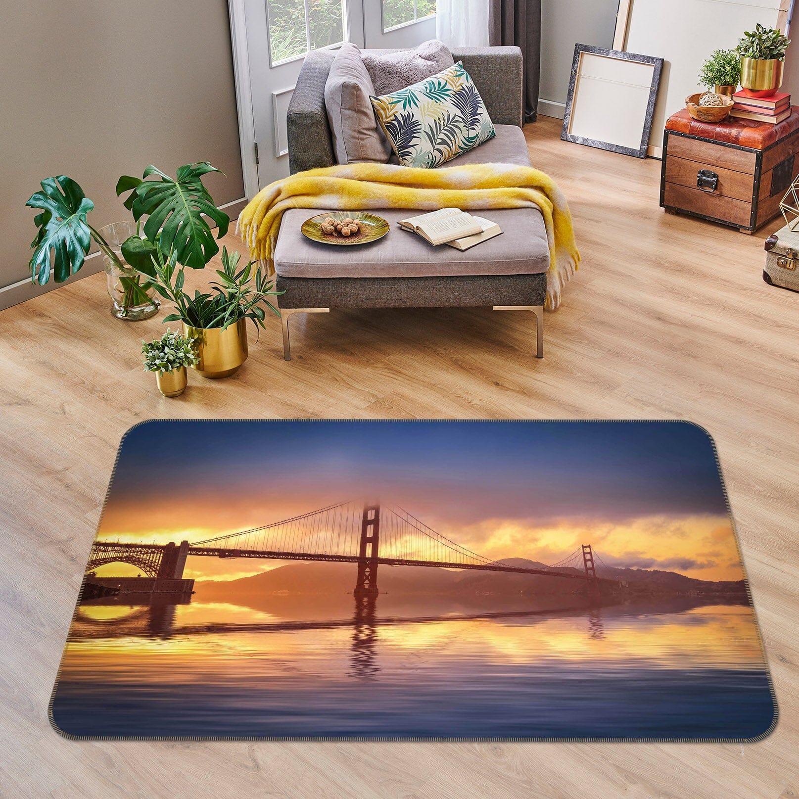 3D Dusk Bridge 1163 Marco Carmassi Rug Non Slip Rug Mat Mat AJ Creativity Home 