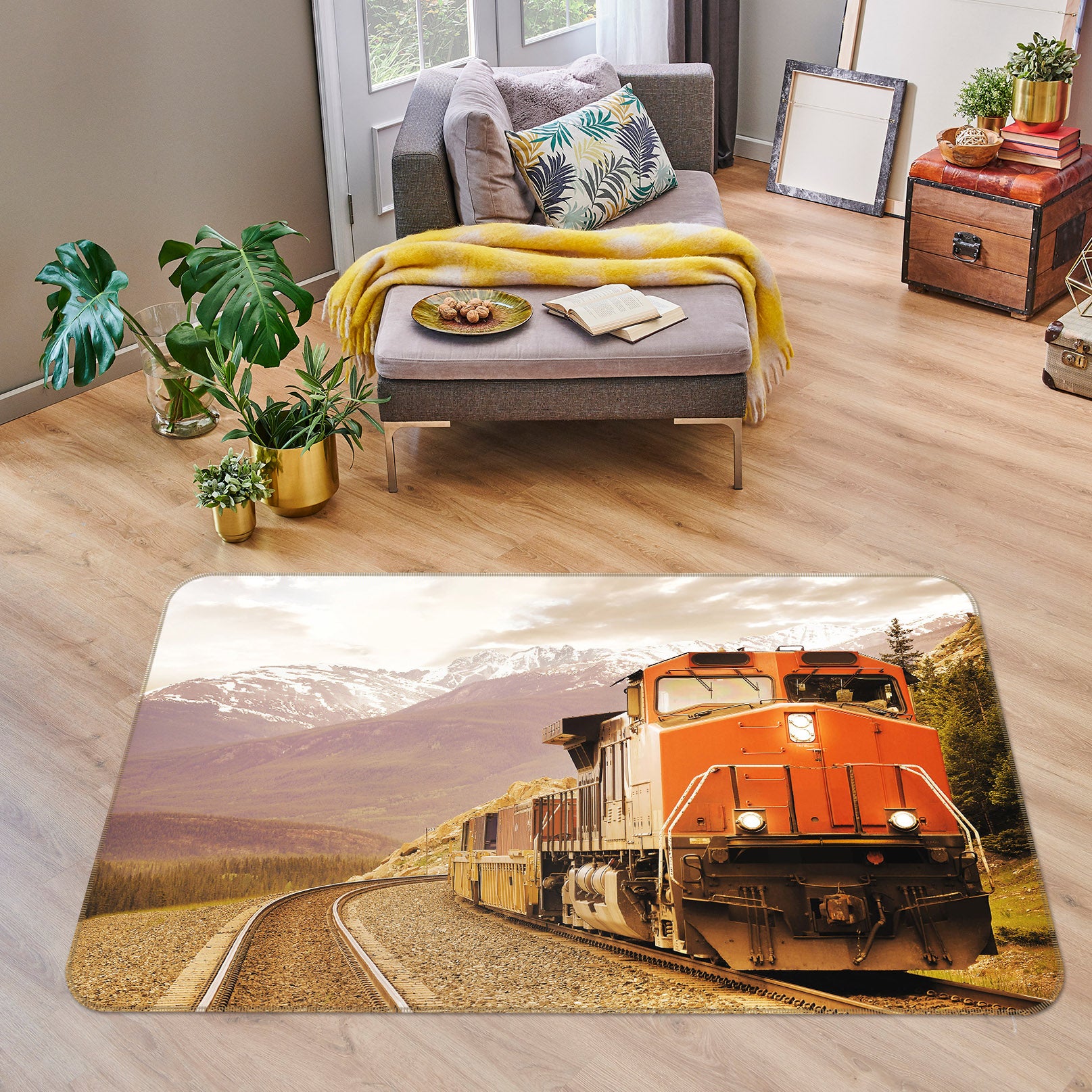 3D Train Track Mountain 68120 Vehicle Non Slip Rug Mat