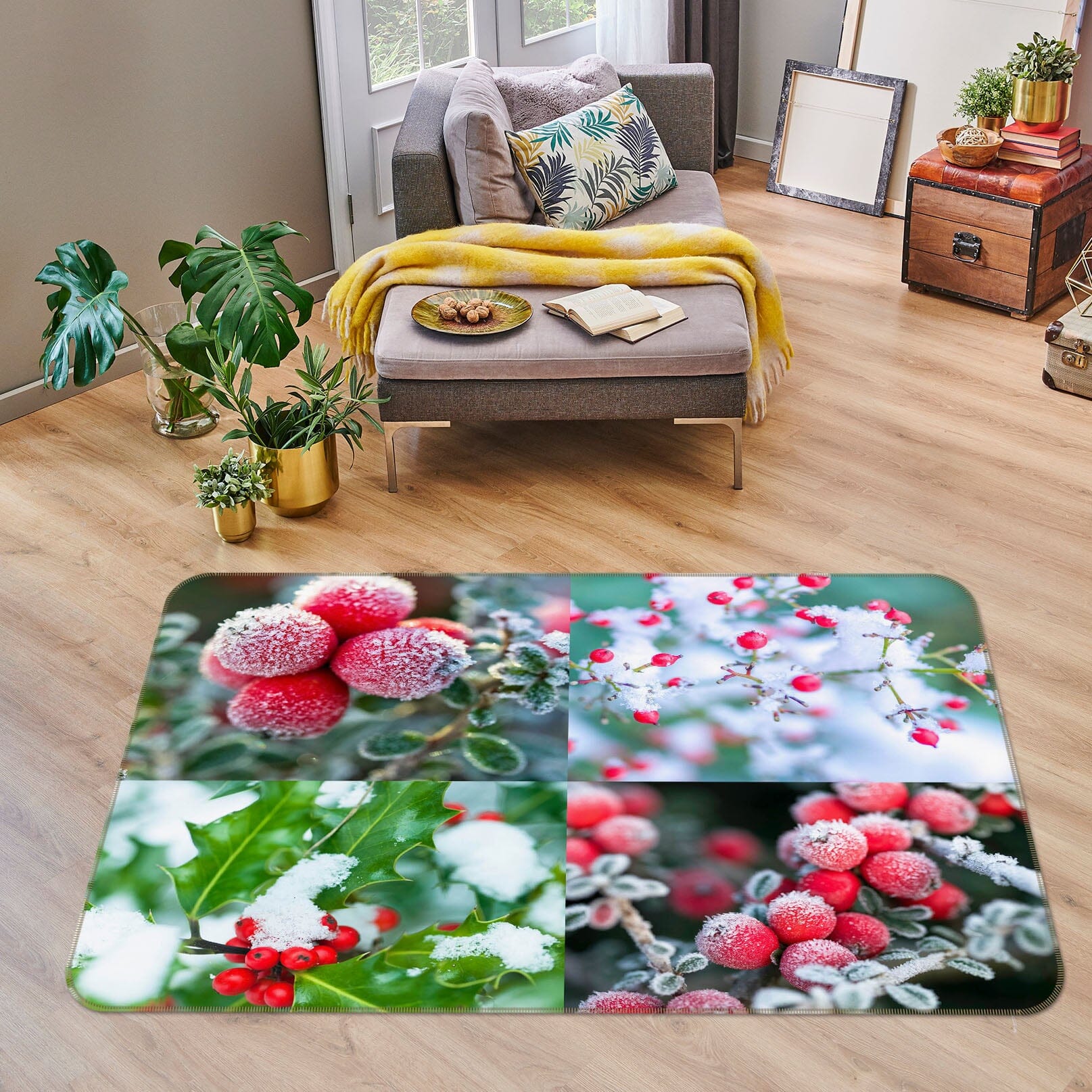 3D Snow Hawthorn 3035 Assaf Frank Rug Non Slip Rug Mat Mat AJ Creativity Home 