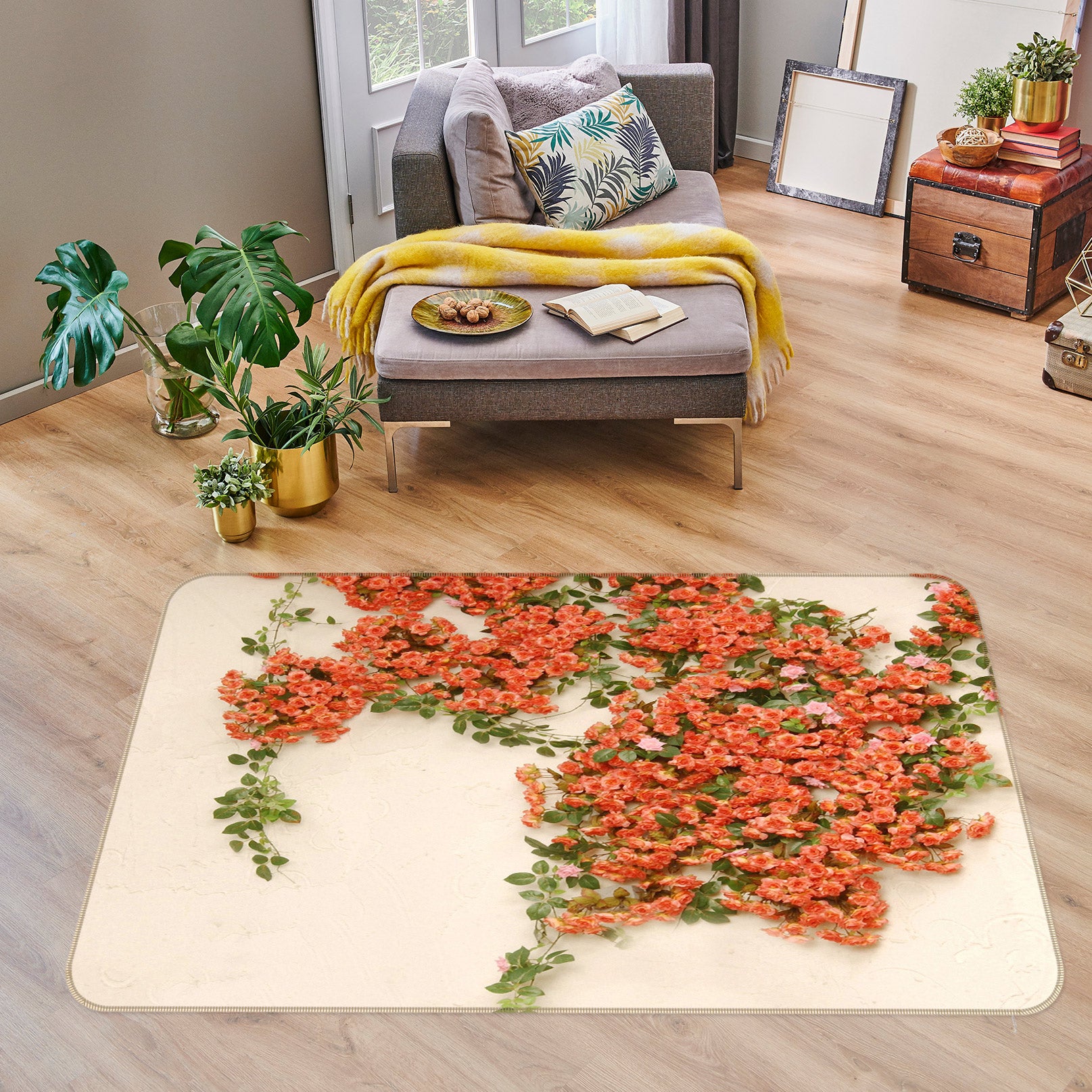 3D Flower Vine 75188 Non Slip Rug Mat