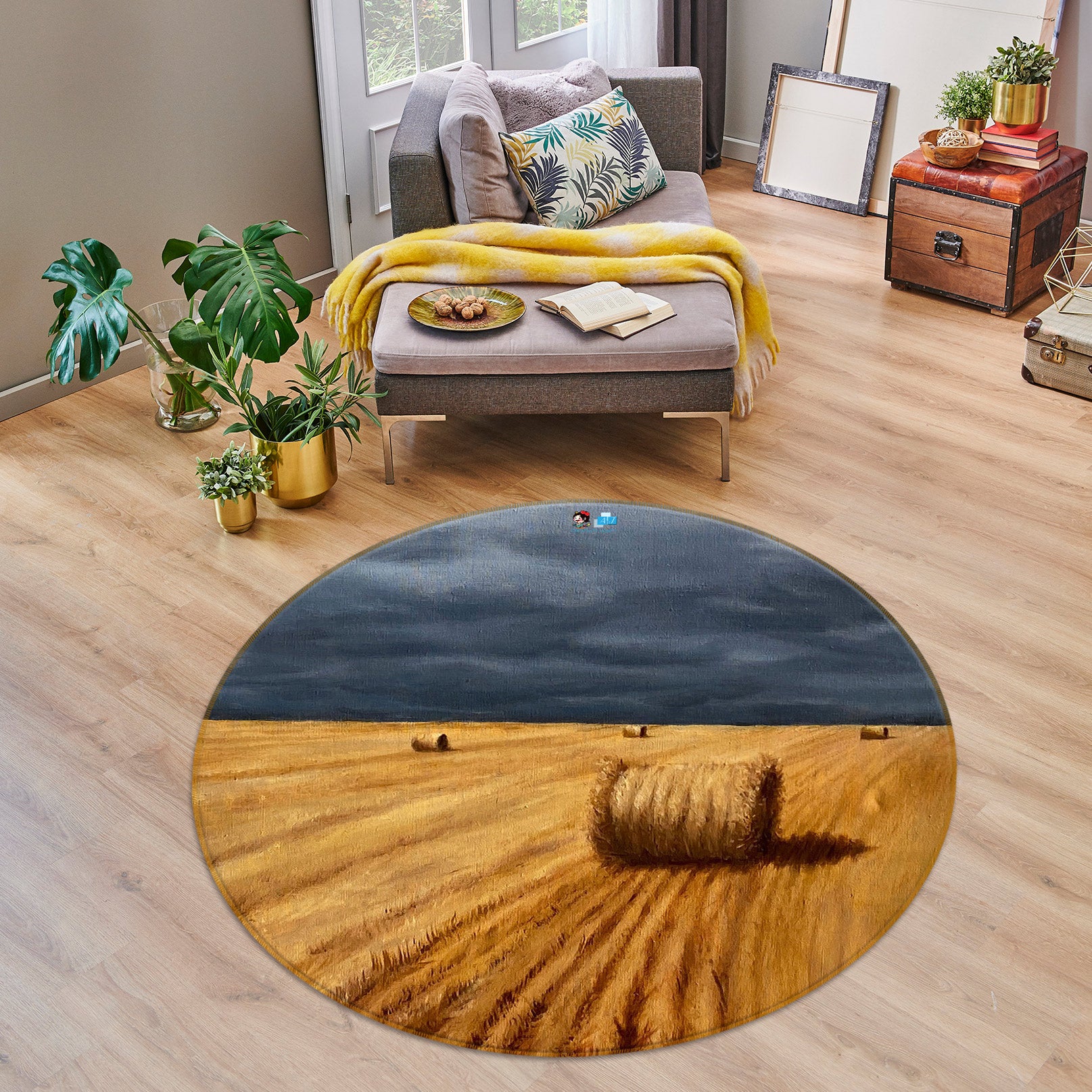 3D Grass Ball 18122 Marina Zotova Rug Round Non Slip Rug Mat