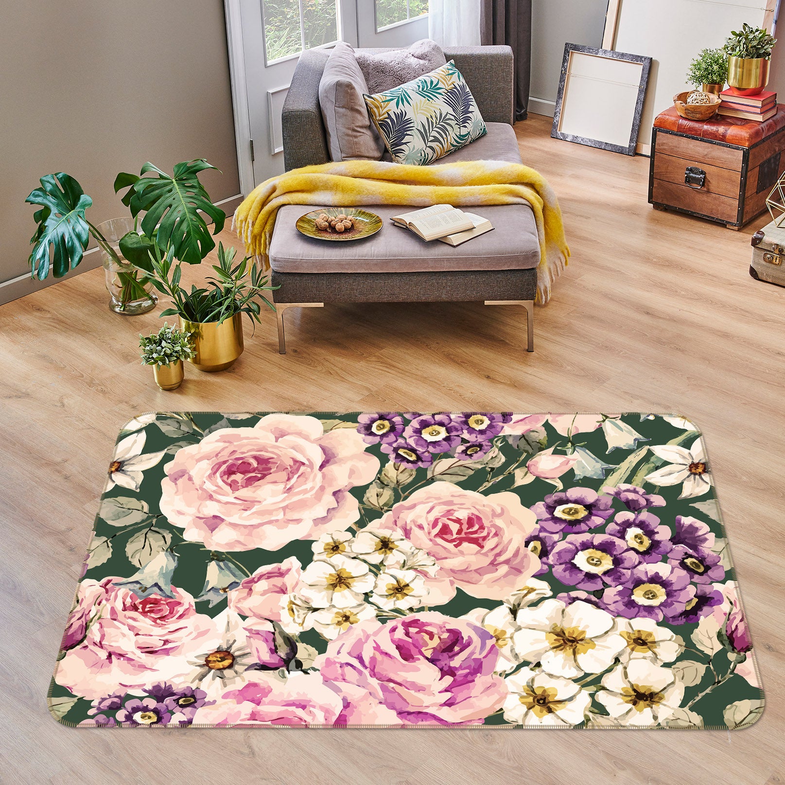 3D Flowers 29211 Non Slip Rug Mat