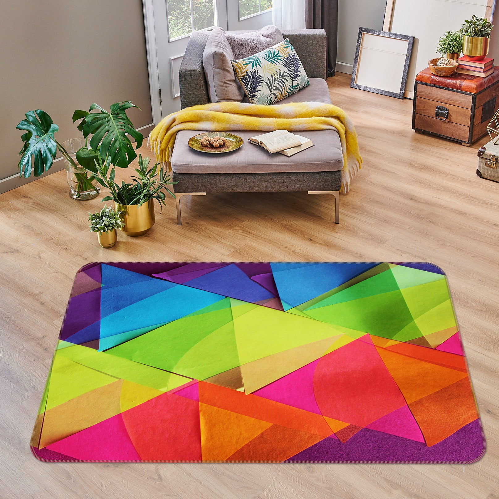 3D Colored Triangle 70056 Shandra Smith Rug Non Slip Rug Mat