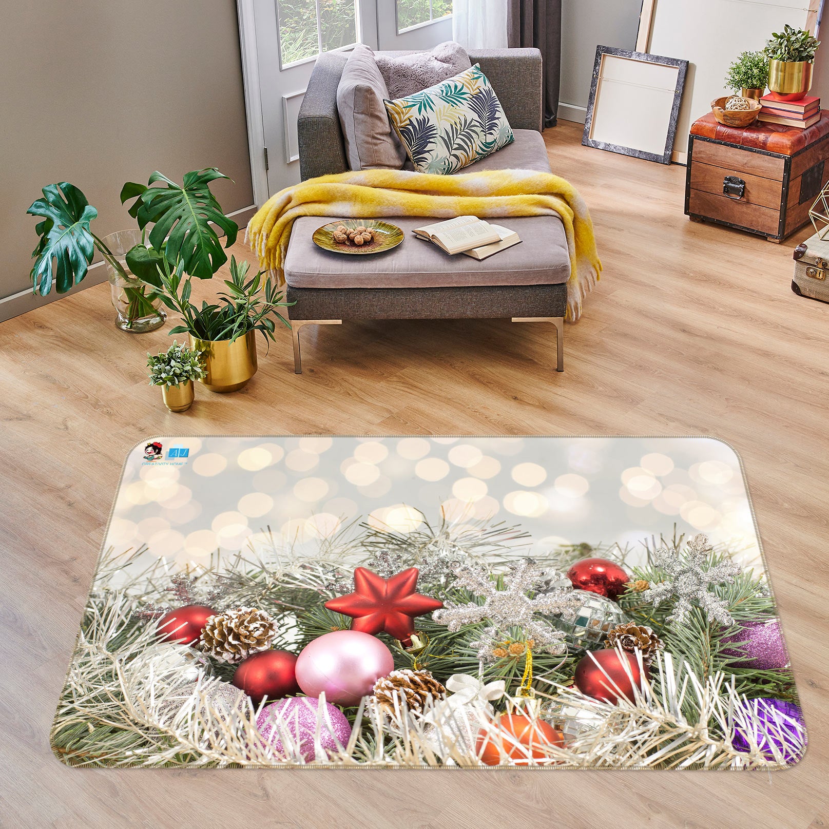 3D Branches 54227 Christmas Non Slip Rug Mat Xmas