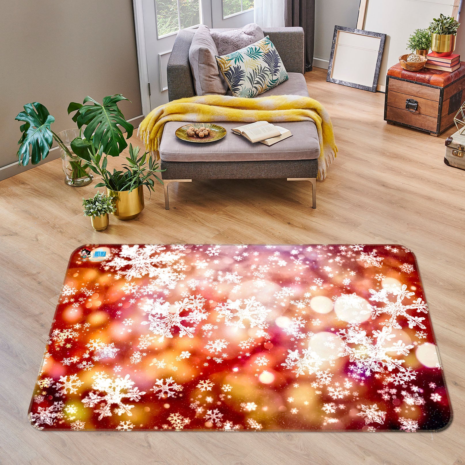 3D Aperture Snowflake 55104 Christmas Non Slip Rug Mat Xmas