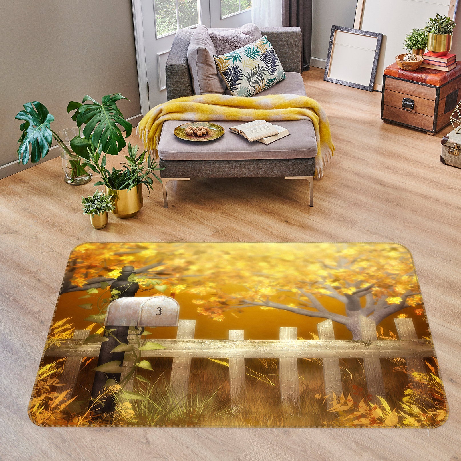 3D White Fence 75183 Non Slip Rug Mat