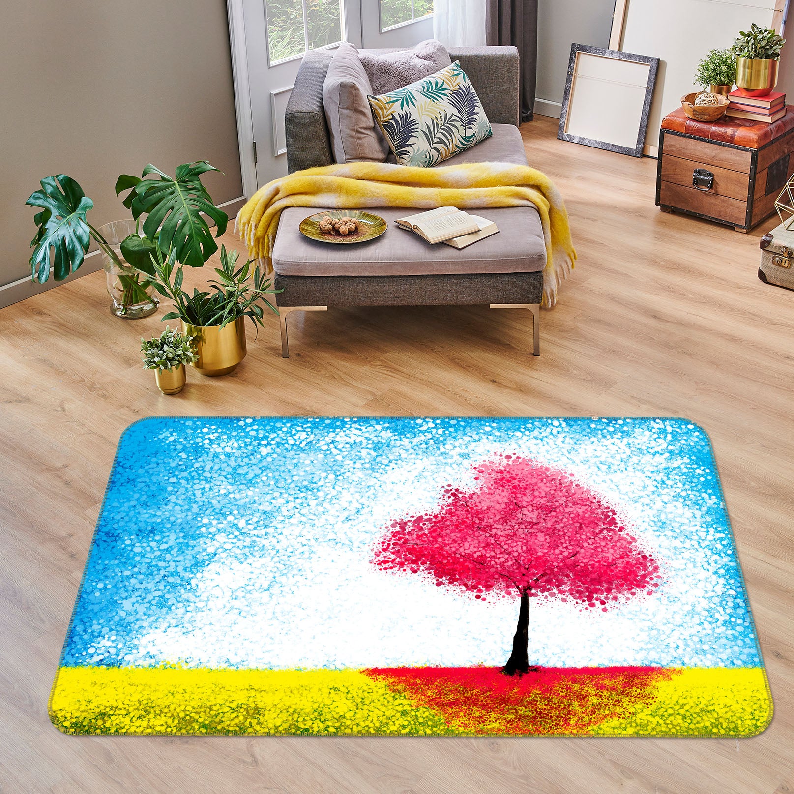 3D Red Tree 30148 Non Slip Rug Mat