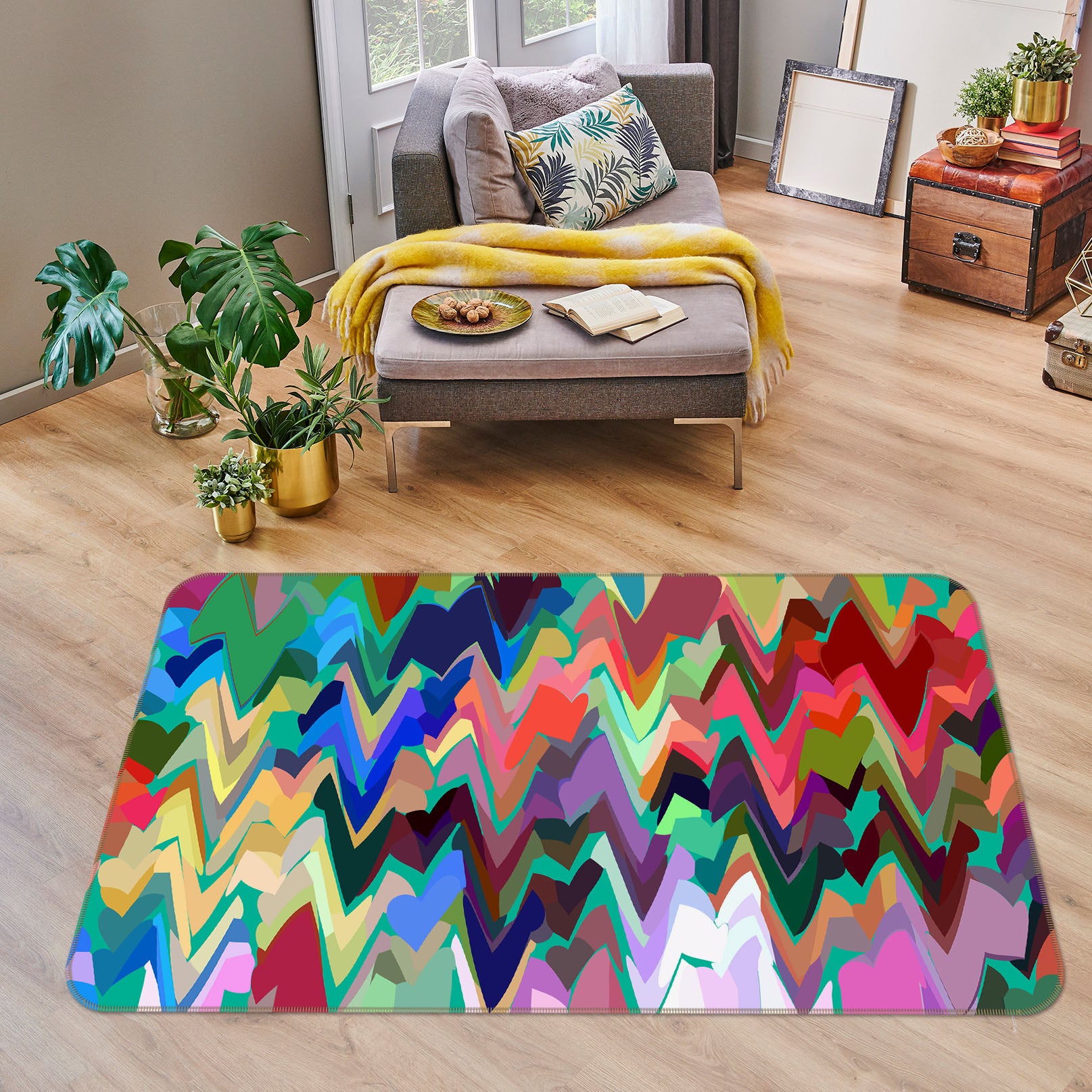 3D Colorful Waves 70060 Shandra Smith Rug Non Slip Rug Mat