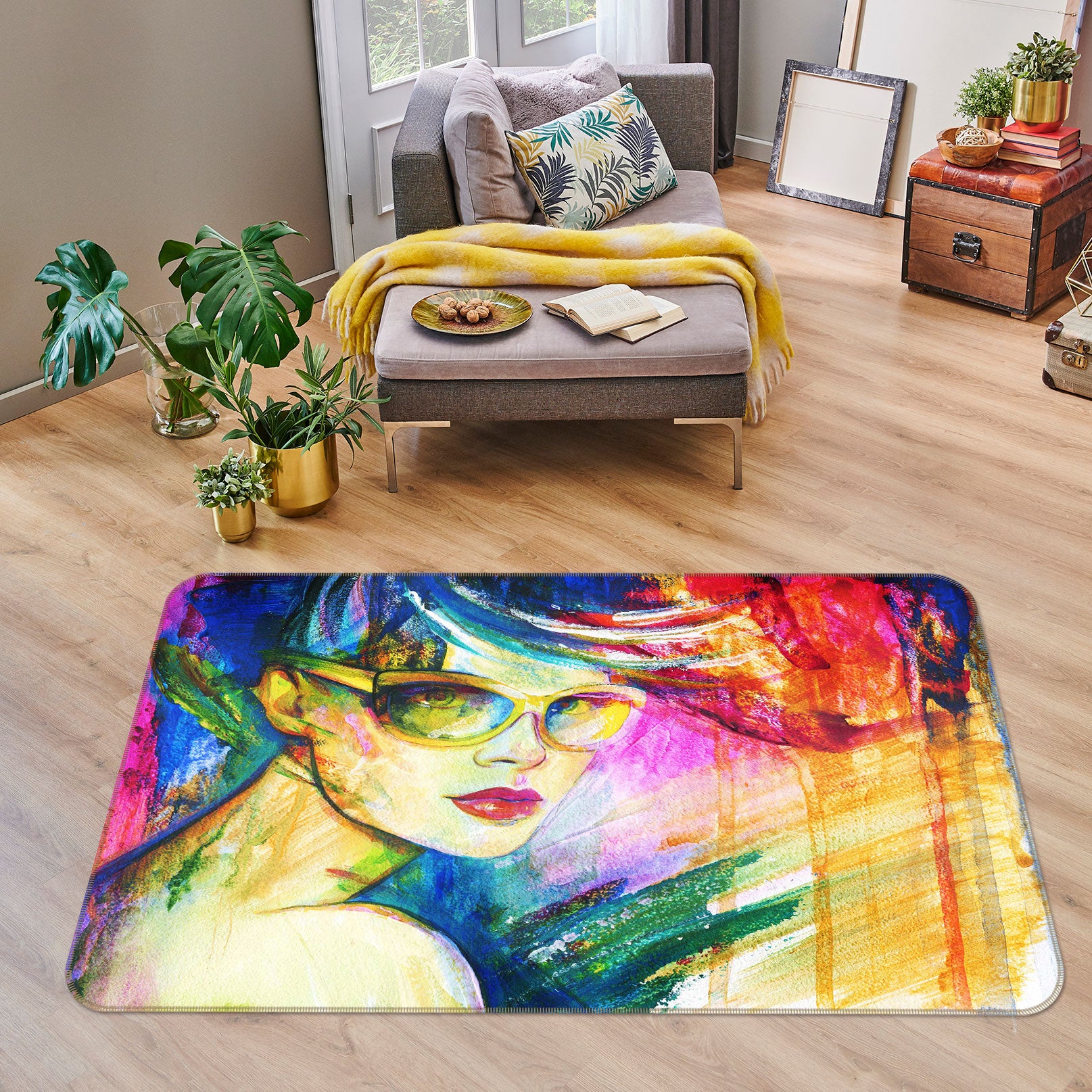 3D Glasses Woman 1044 Non Slip Rug Mat