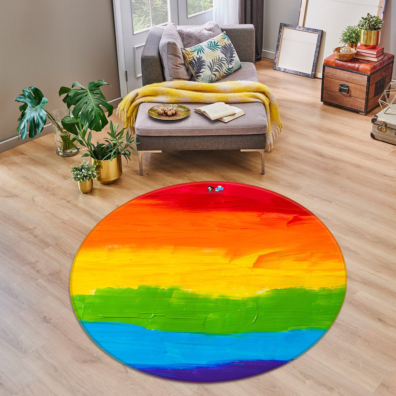 3D Rainbow 75125 Round Non Slip Rug Mat