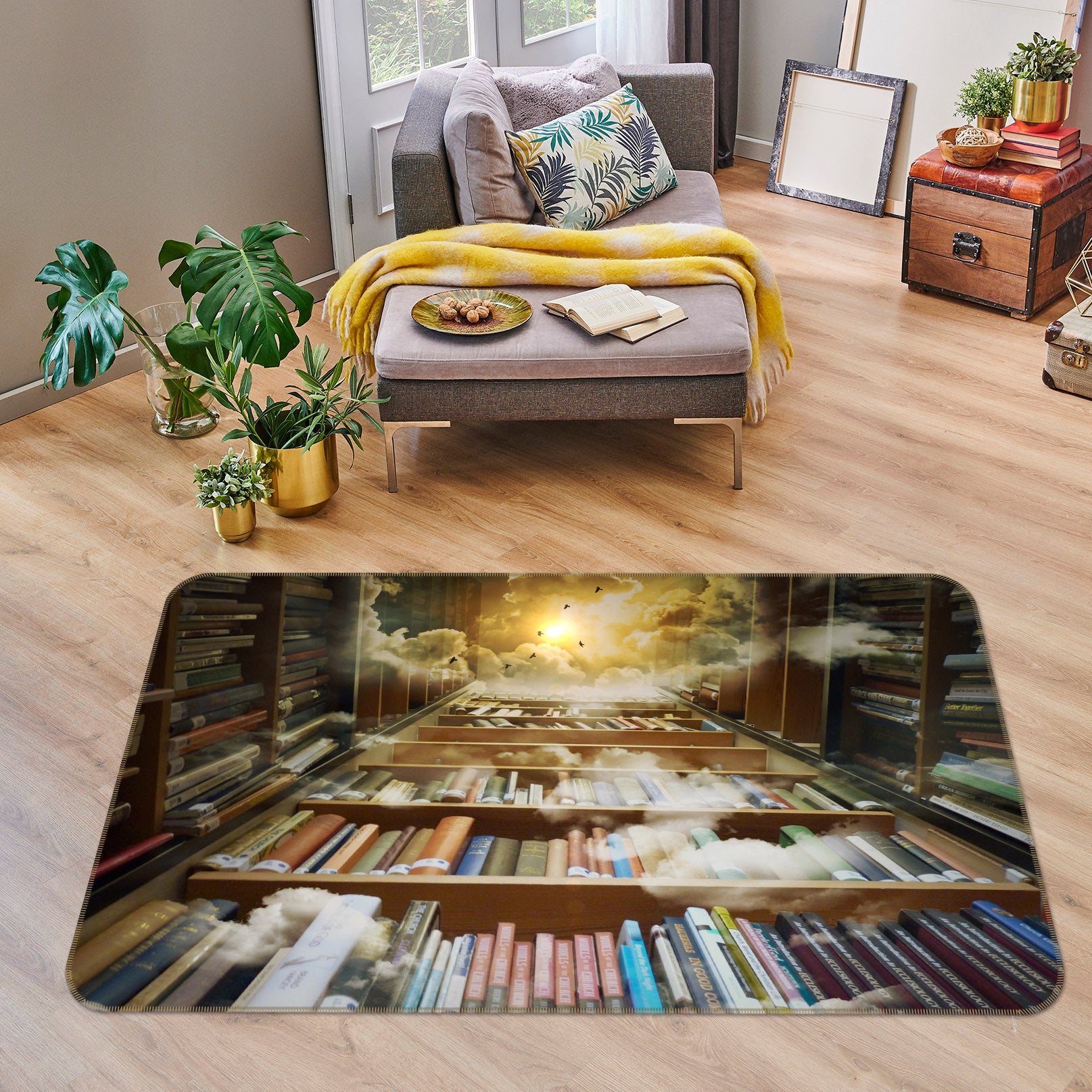 3D Bookshelf 36174 Non Slip Rug Mat