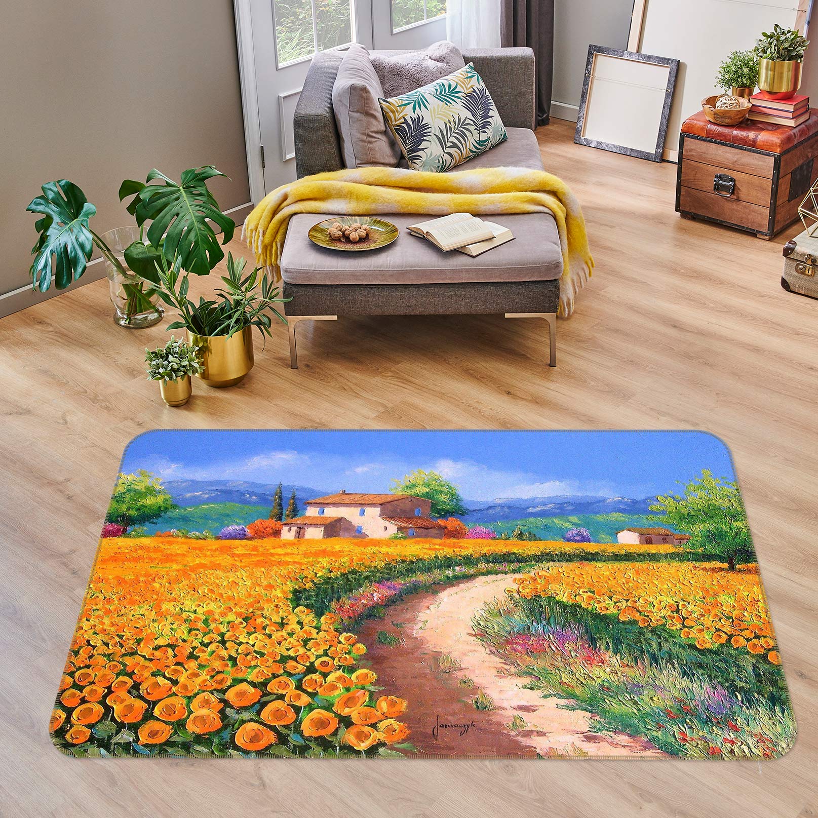 3D Flower Path 75290 Non Slip Rug Mat