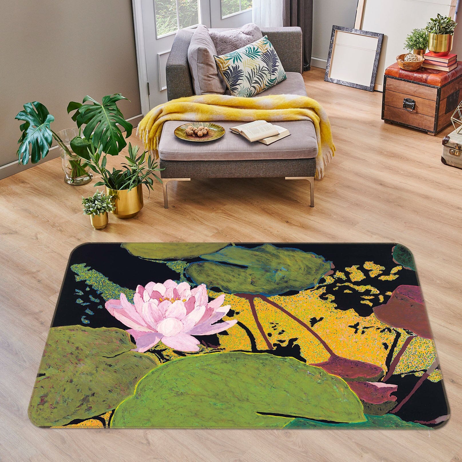 3D Pink Lotus 1119 Allan P. Friedlander Rug Non Slip Rug Mat Mat AJ Creativity Home 