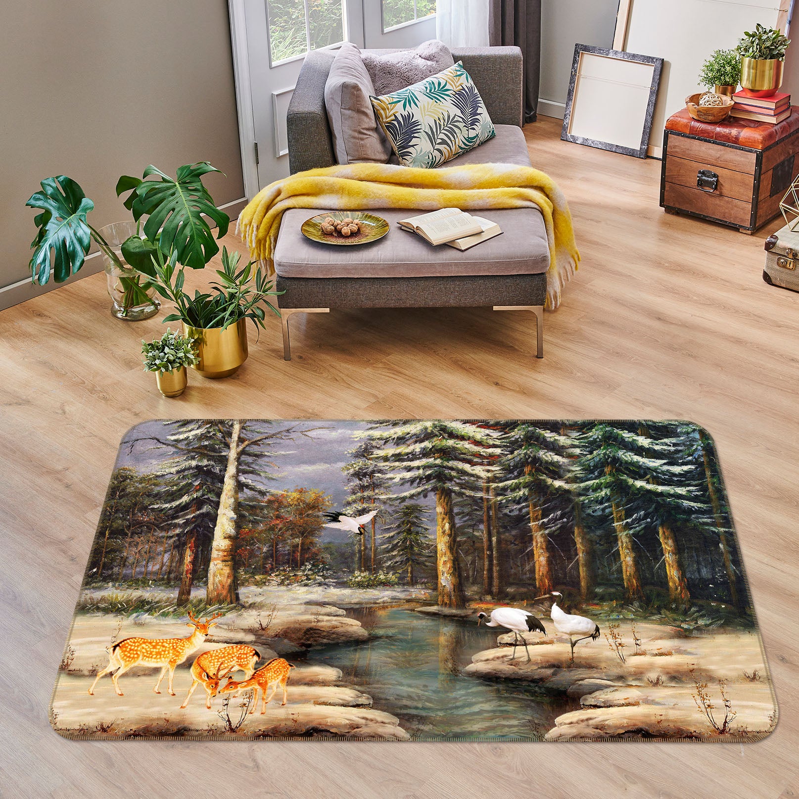 3D Forest Small River 33117 Non Slip Rug Mat