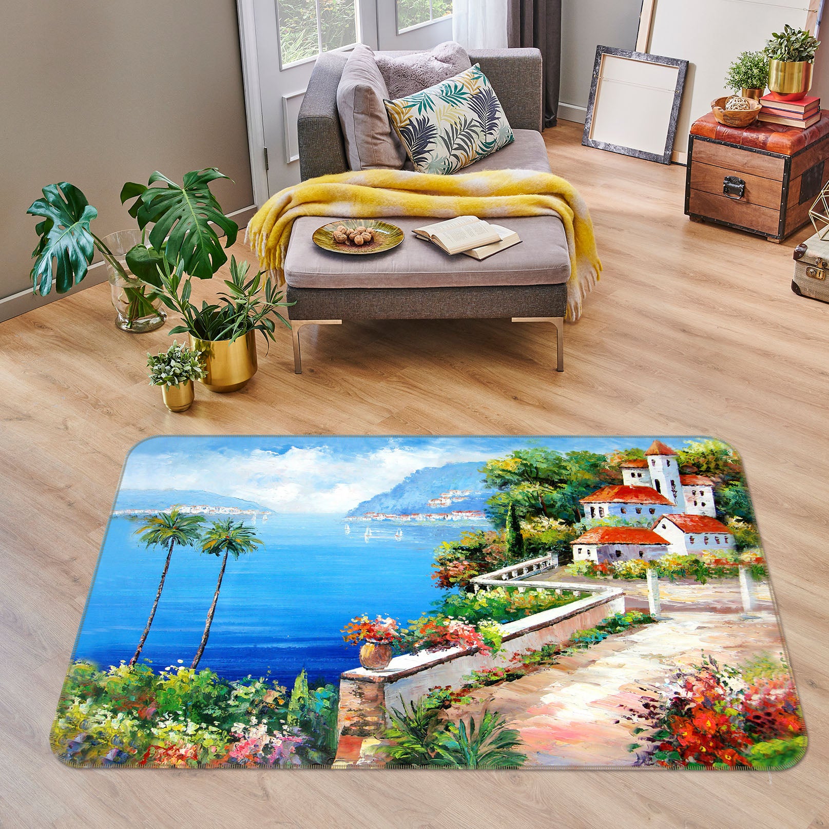 3D Sea Houses 33121 Non Slip Rug Mat