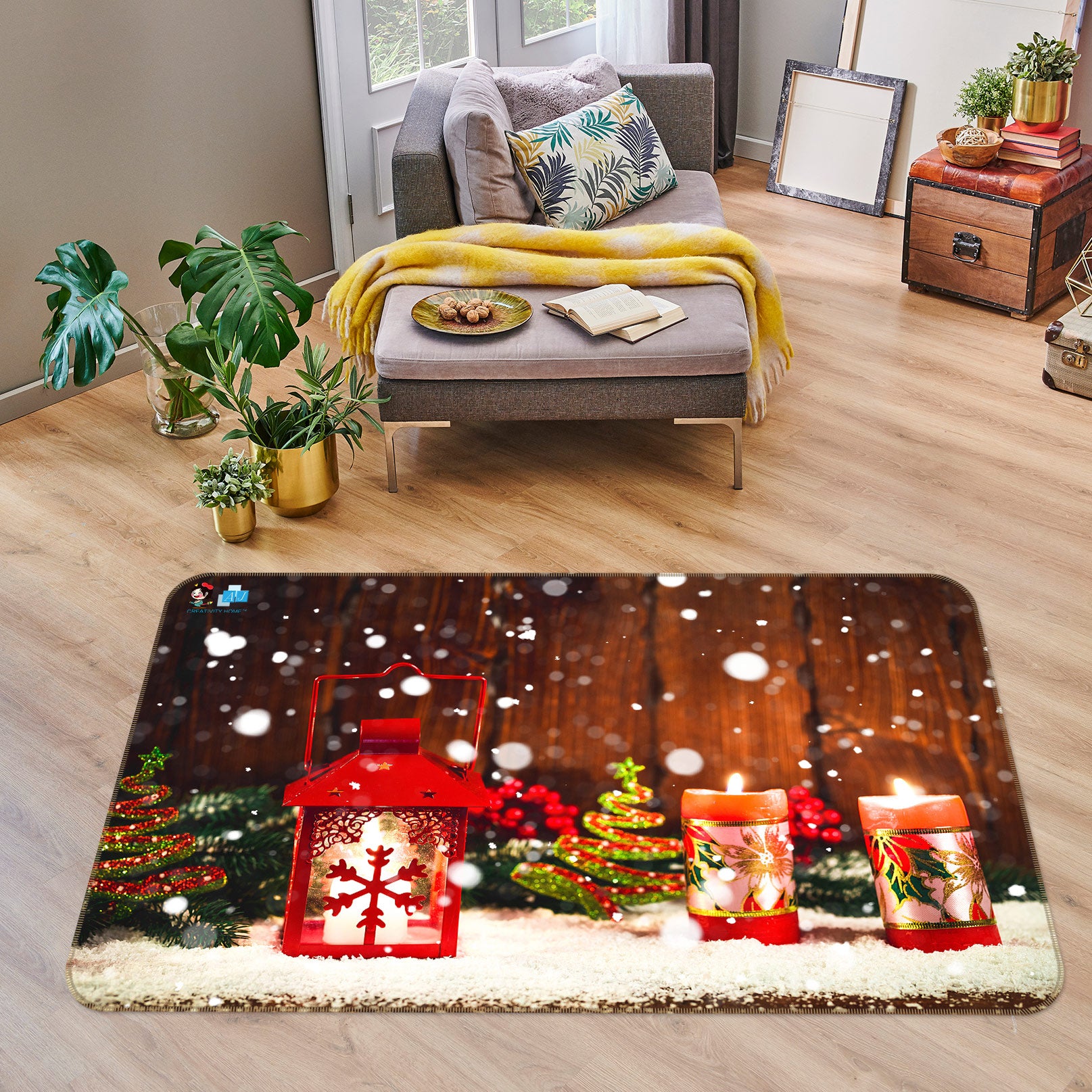 3D Candle 54253 Christmas Non Slip Rug Mat Xmas