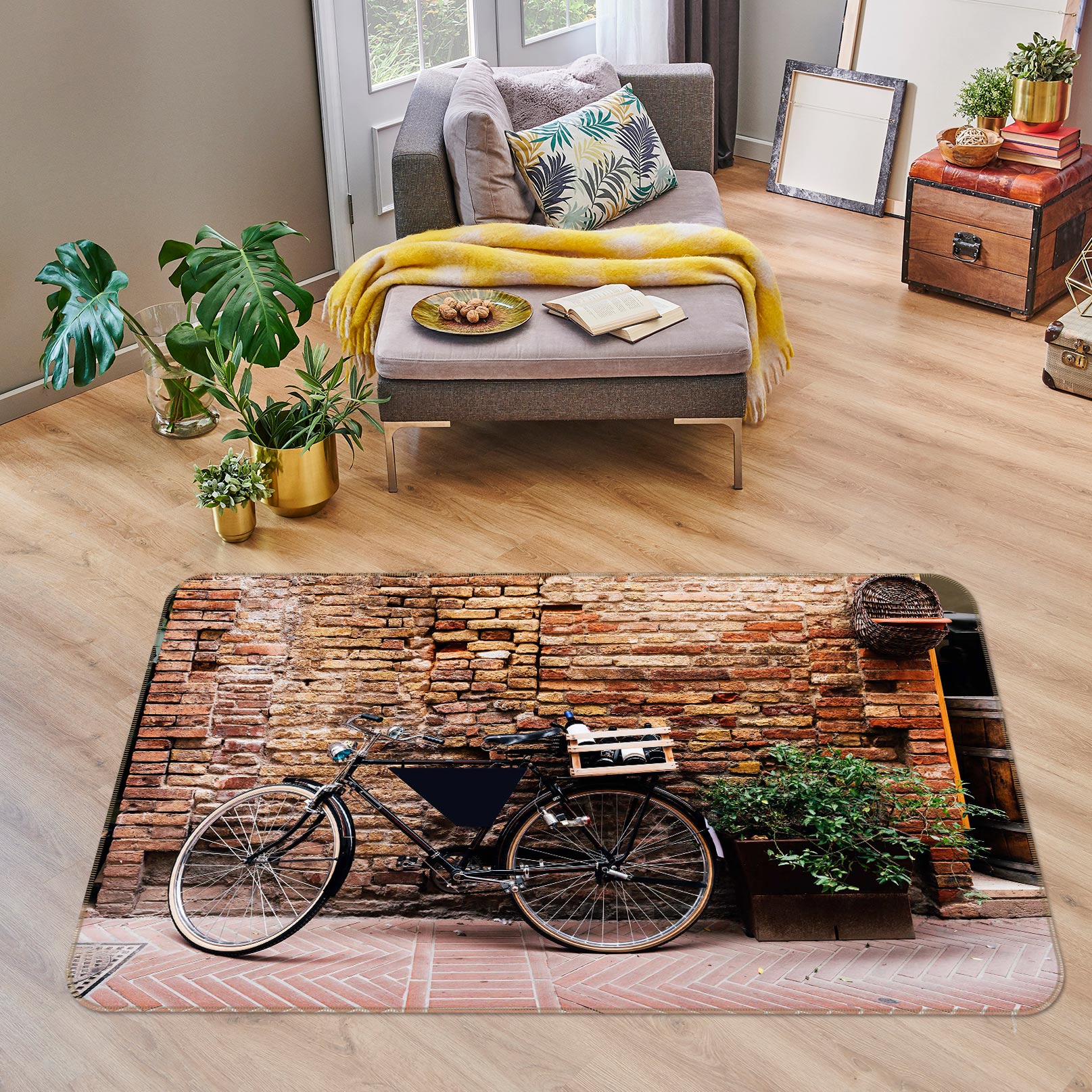 3D Brick Wall Bicycle 68014 Vehicle Non Slip Rug Mat