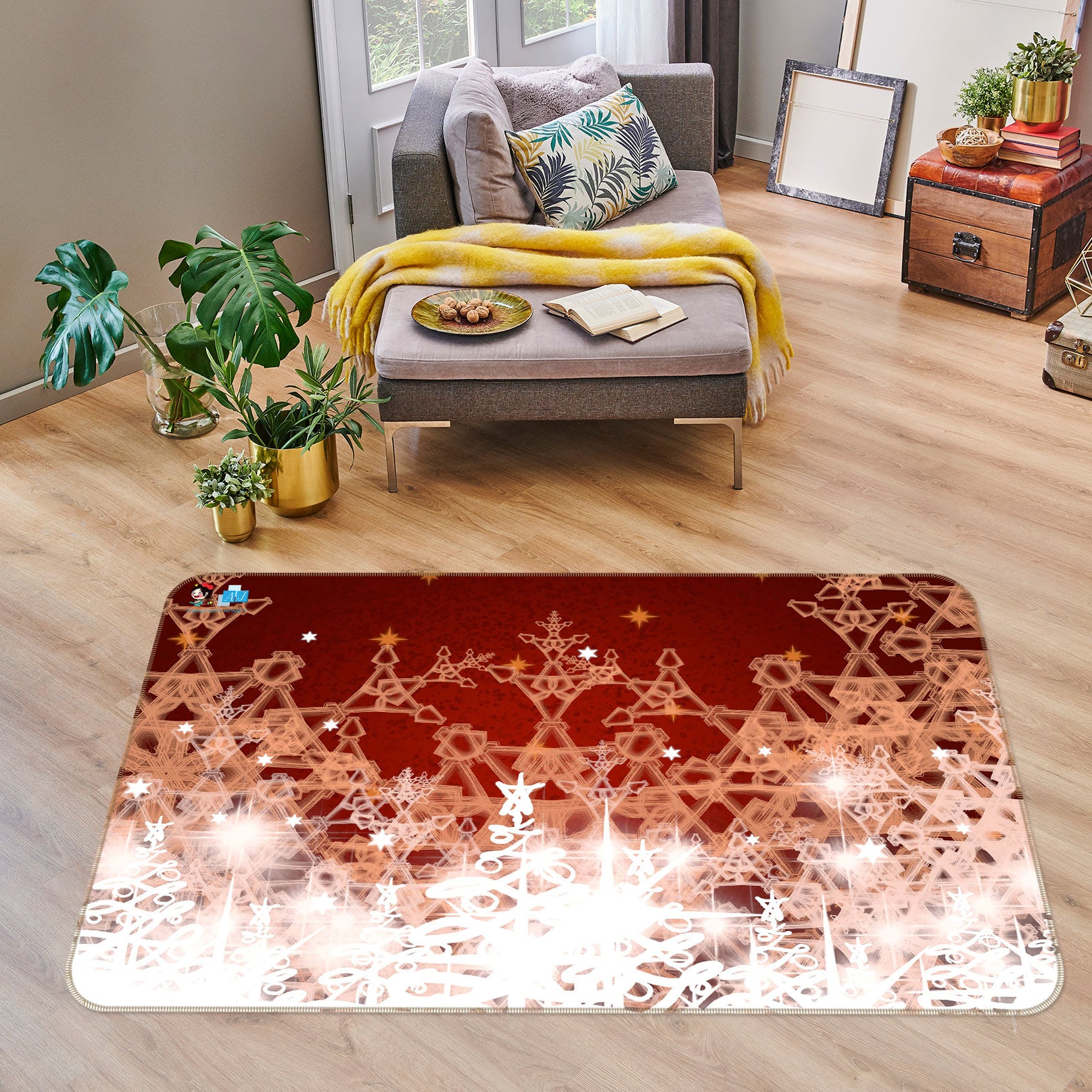 3D Snowflake 55003 Christmas Non Slip Rug Mat Xmas