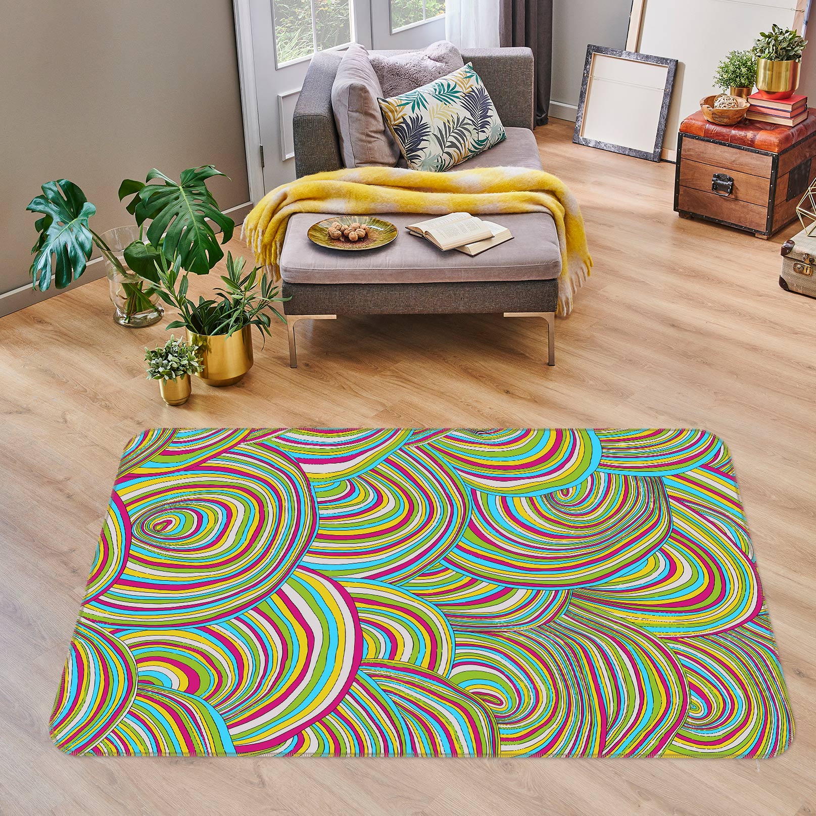 3D Circle Pattern 75240 Non Slip Rug Mat