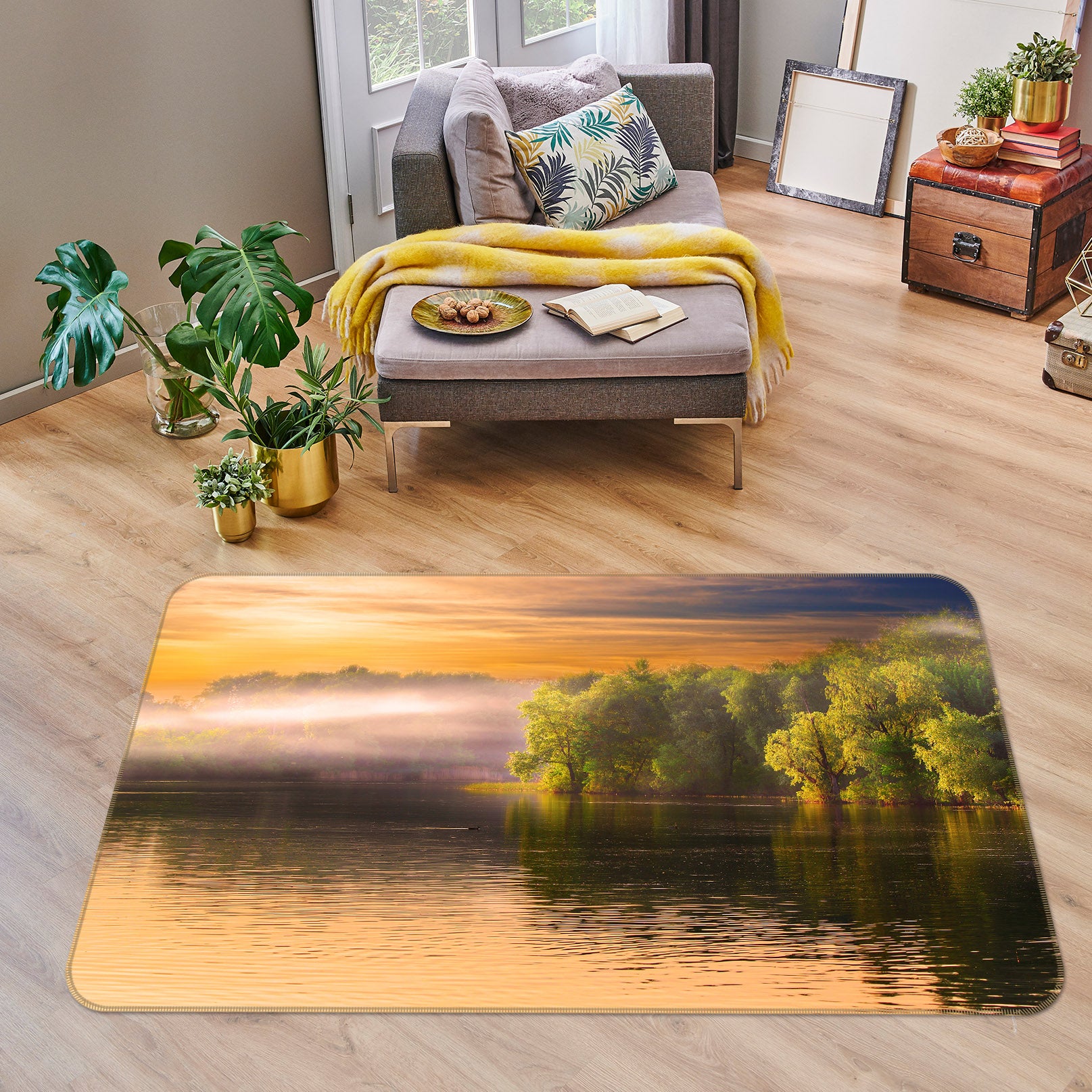 3D Lake Tree 34195 Non Slip Rug Mat