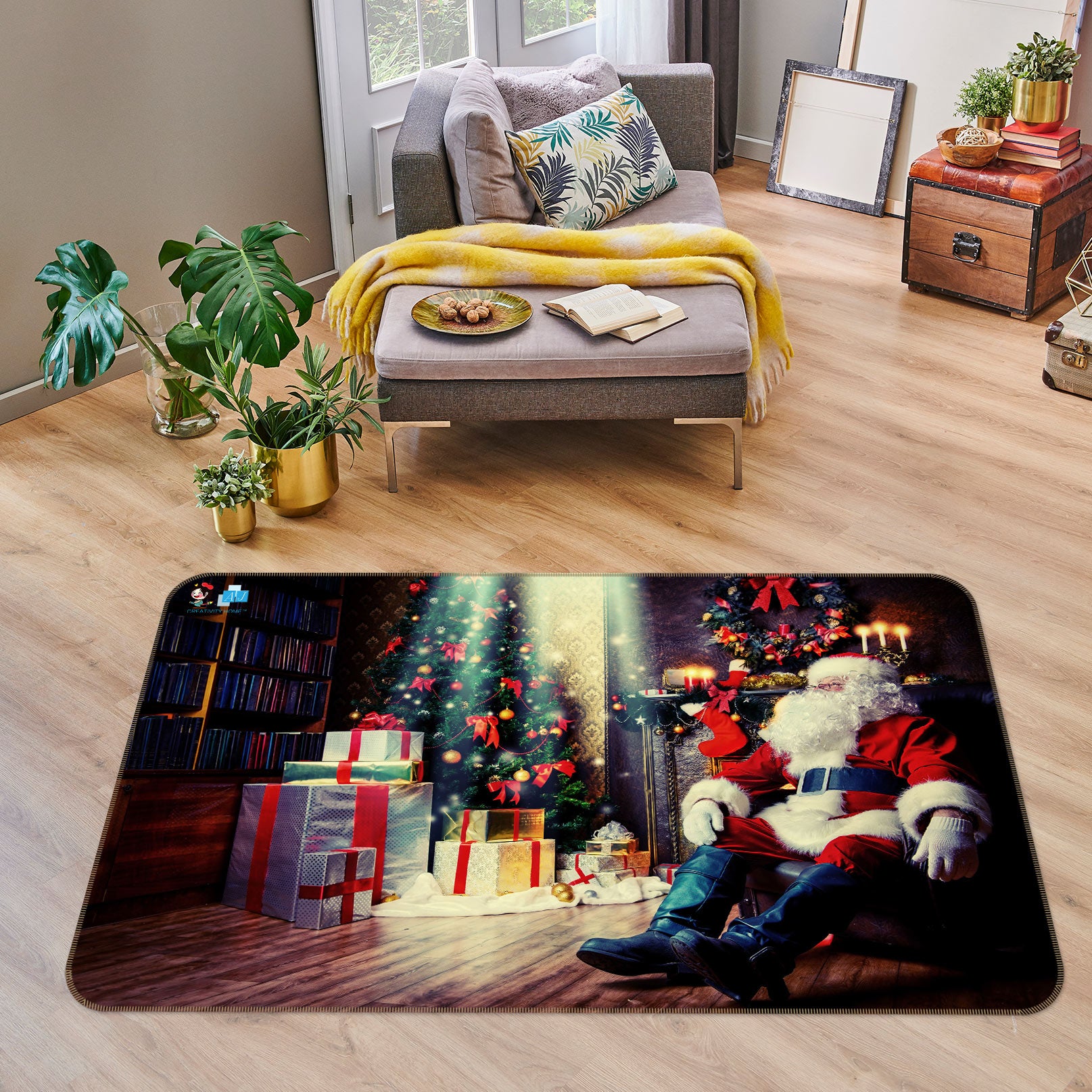 3D Santa Gift 54219 Christmas Non Slip Rug Mat Xmas