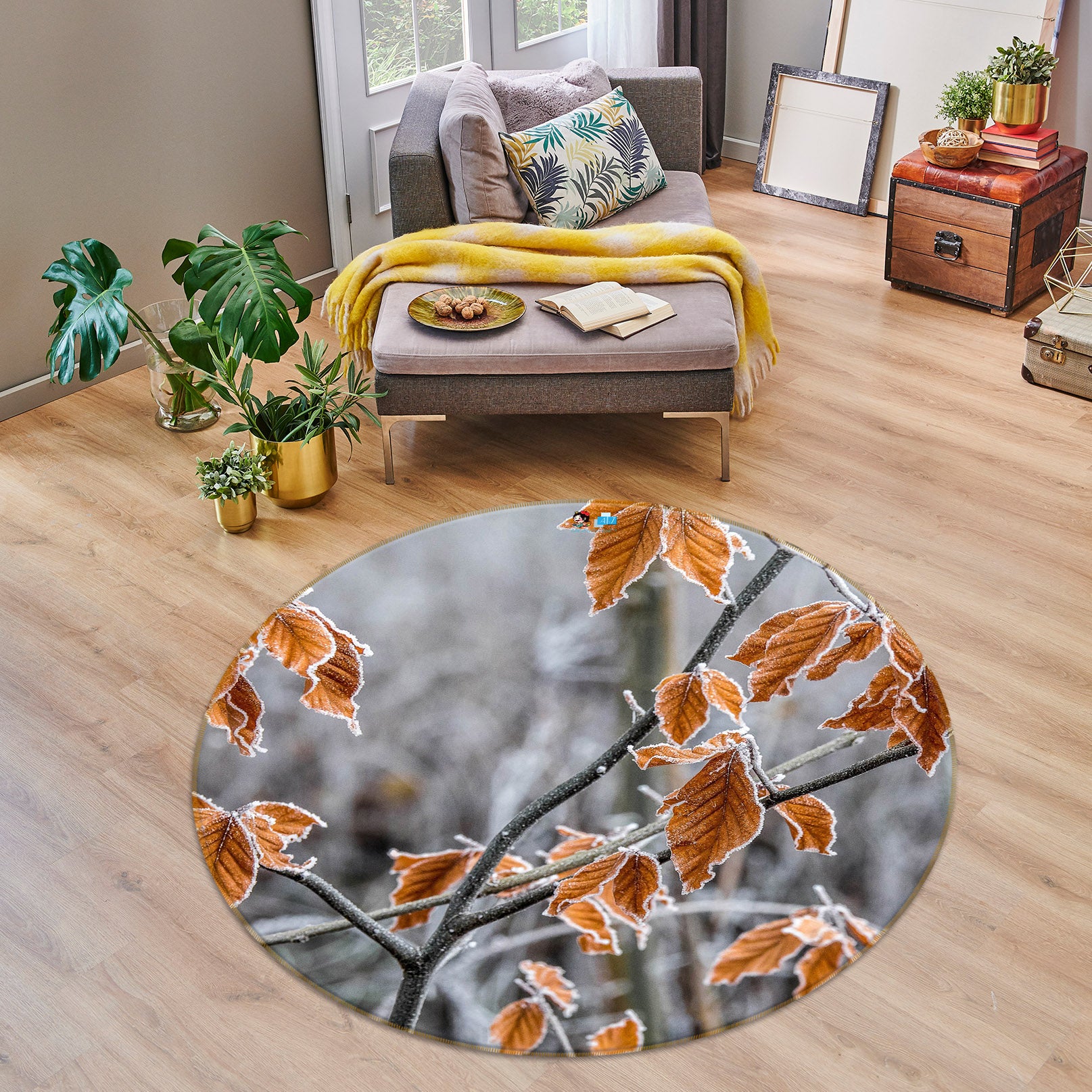 3D Branches 75117 Round Non Slip Rug Mat
