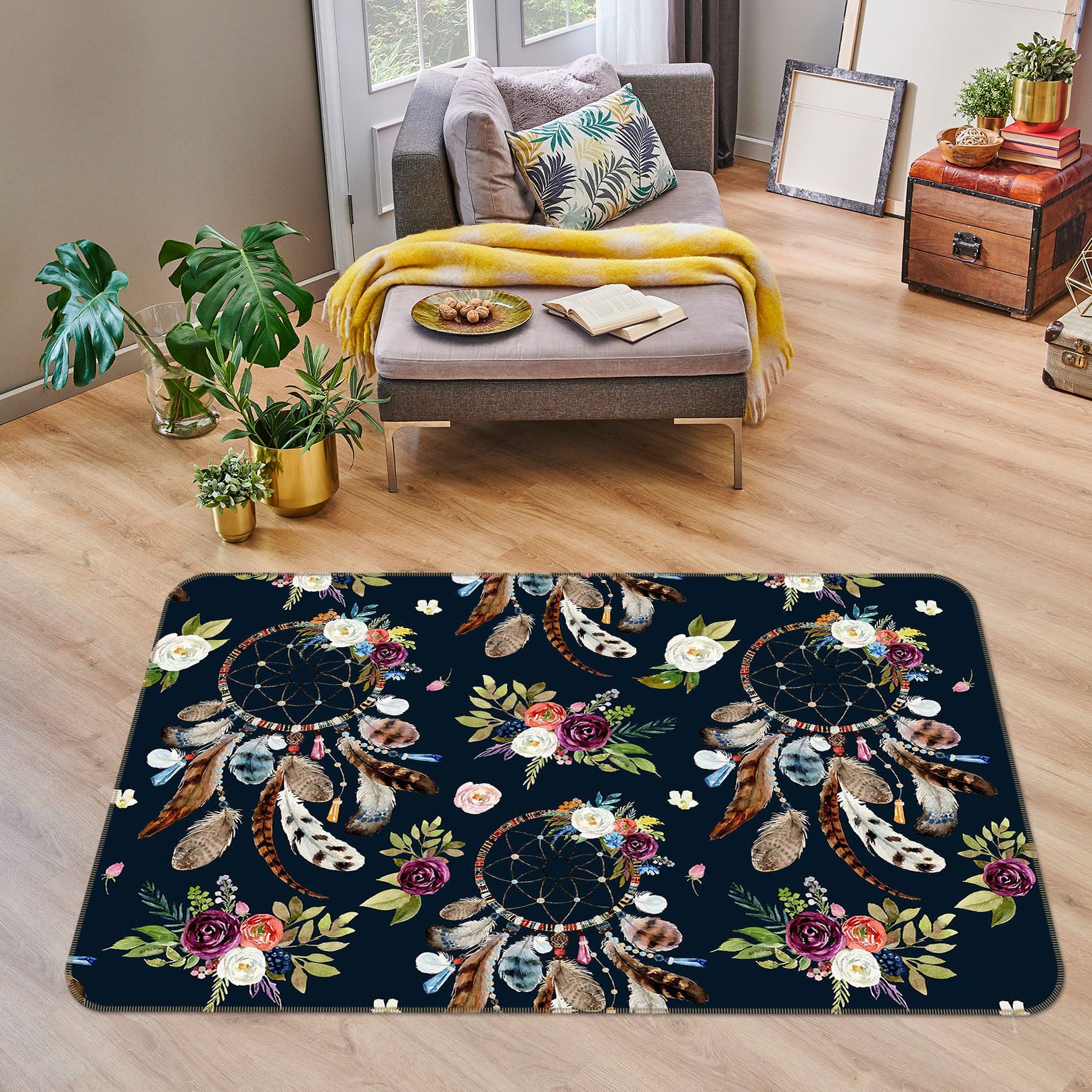 3D Dream Catcher Black 37053 Non Slip Rug Mat