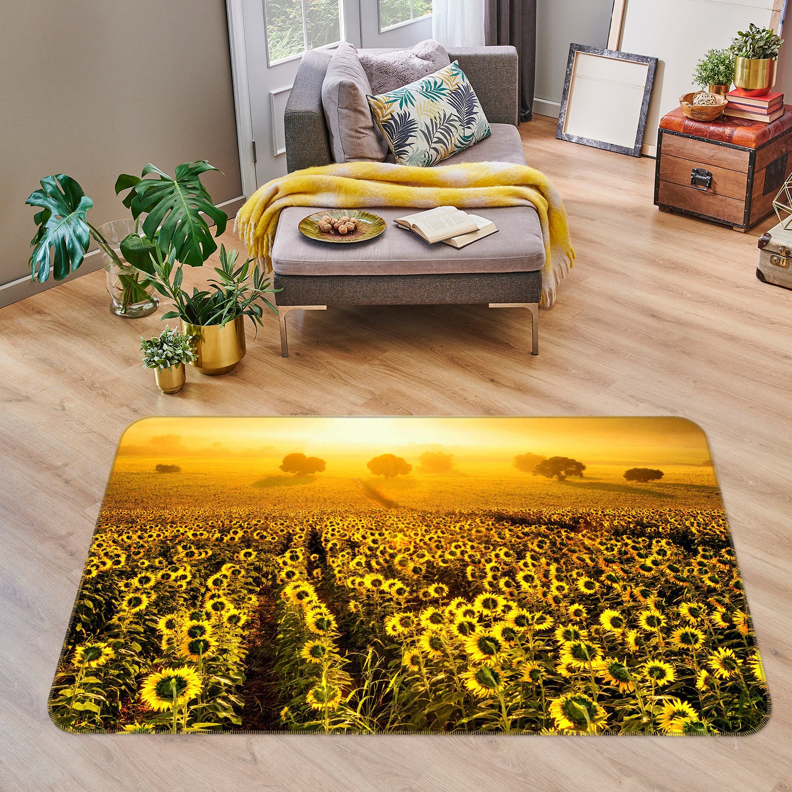 3D Sunflower Bush 76294 Non Slip Rug Mat