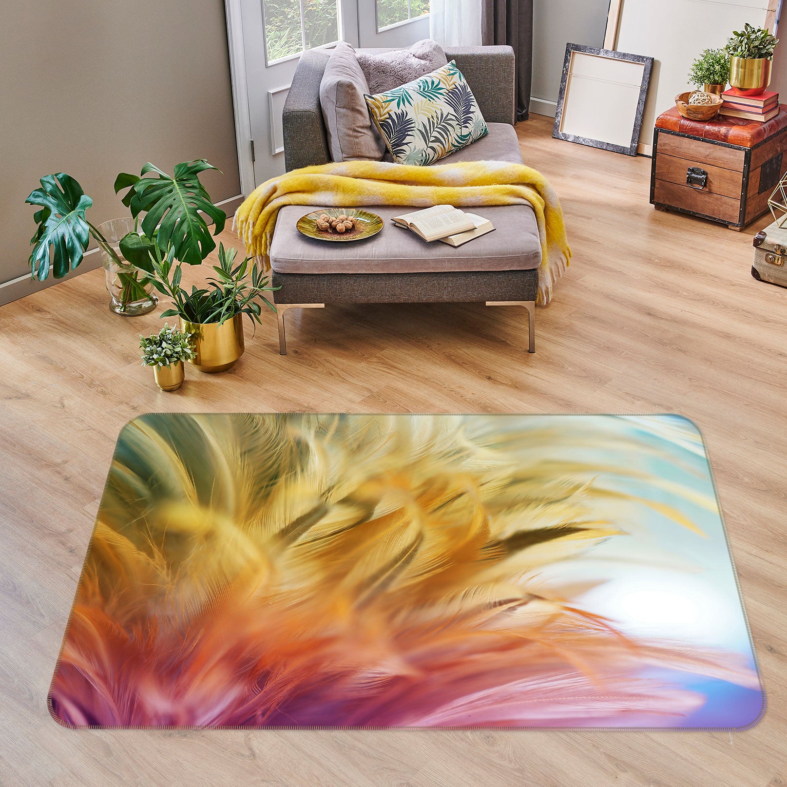 3D Hairy Leaves 30052 Non Slip Rug Mat
