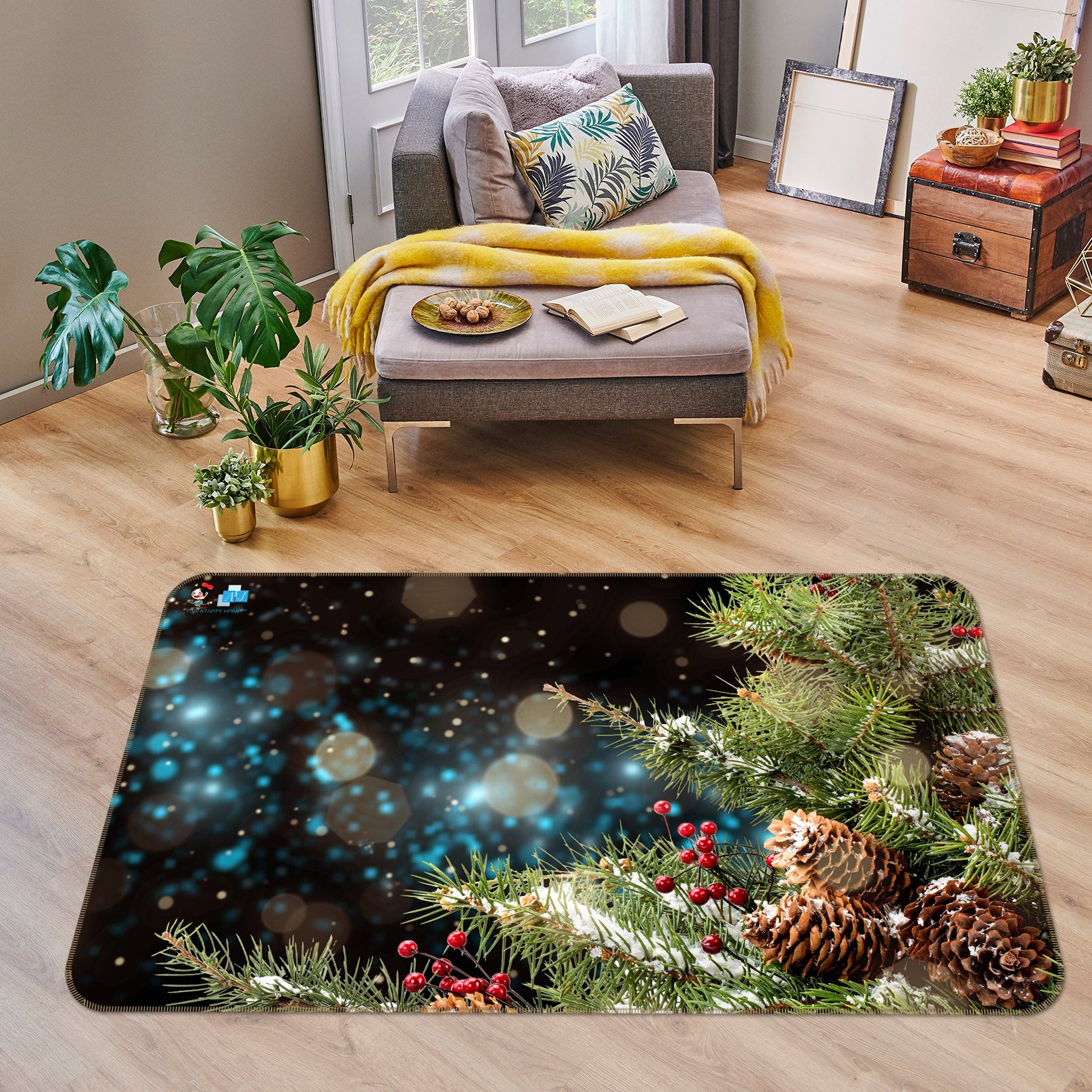 3D Tree Pineta 55109 Christmas Non Slip Rug Mat Xmas