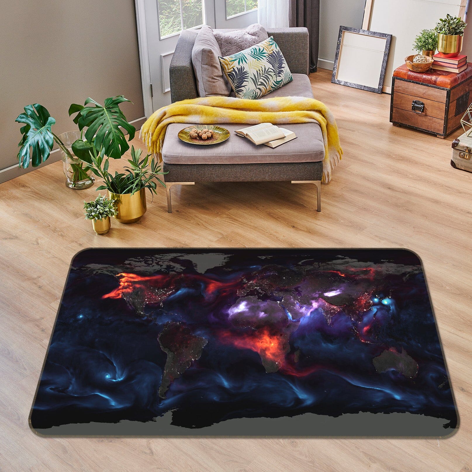 3D Color Starry Sky 2010 World Map Non Slip Rug Mat Mat AJ Creativity Home 