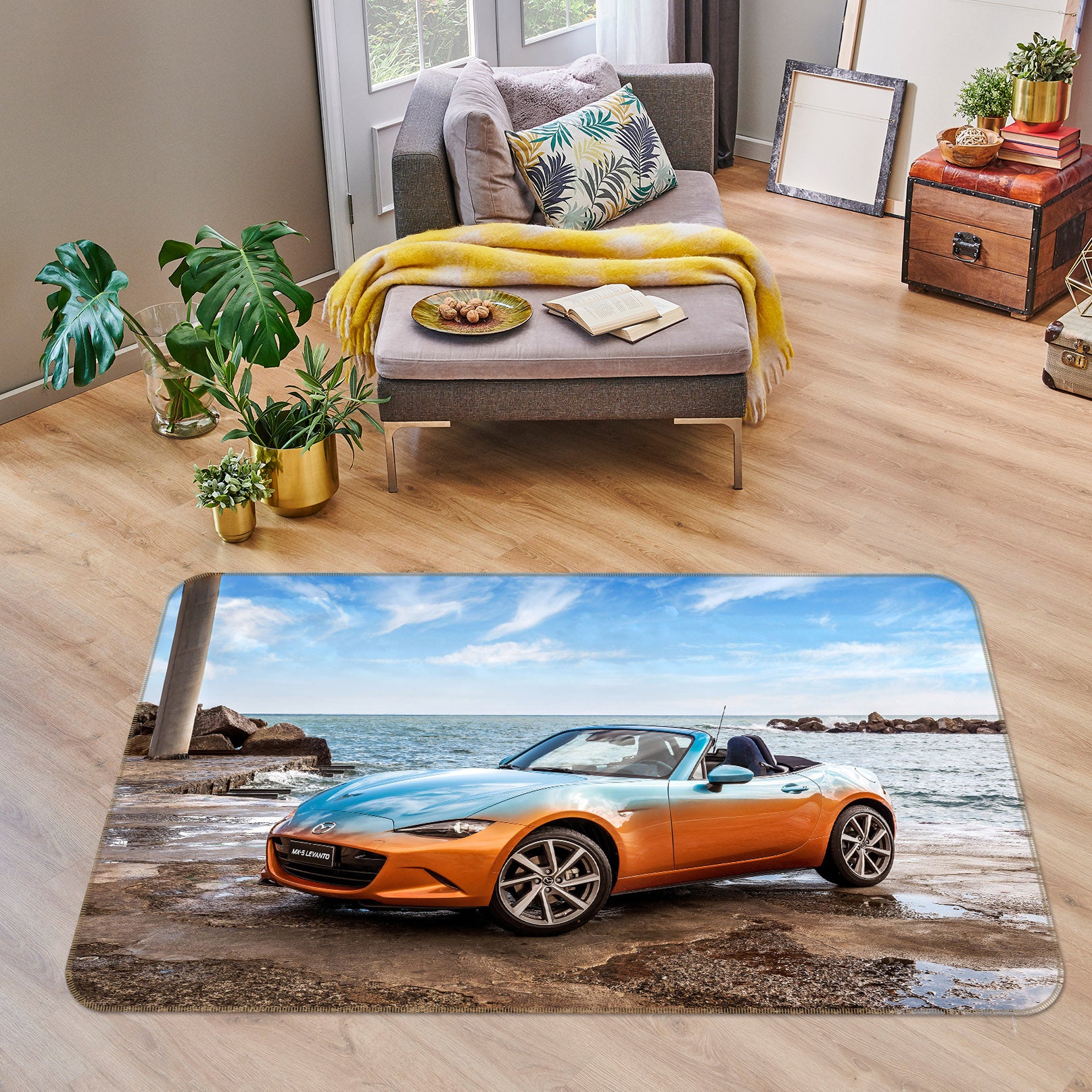 3D Seaside Car 42056 Vehicle Non Slip Rug Mat
