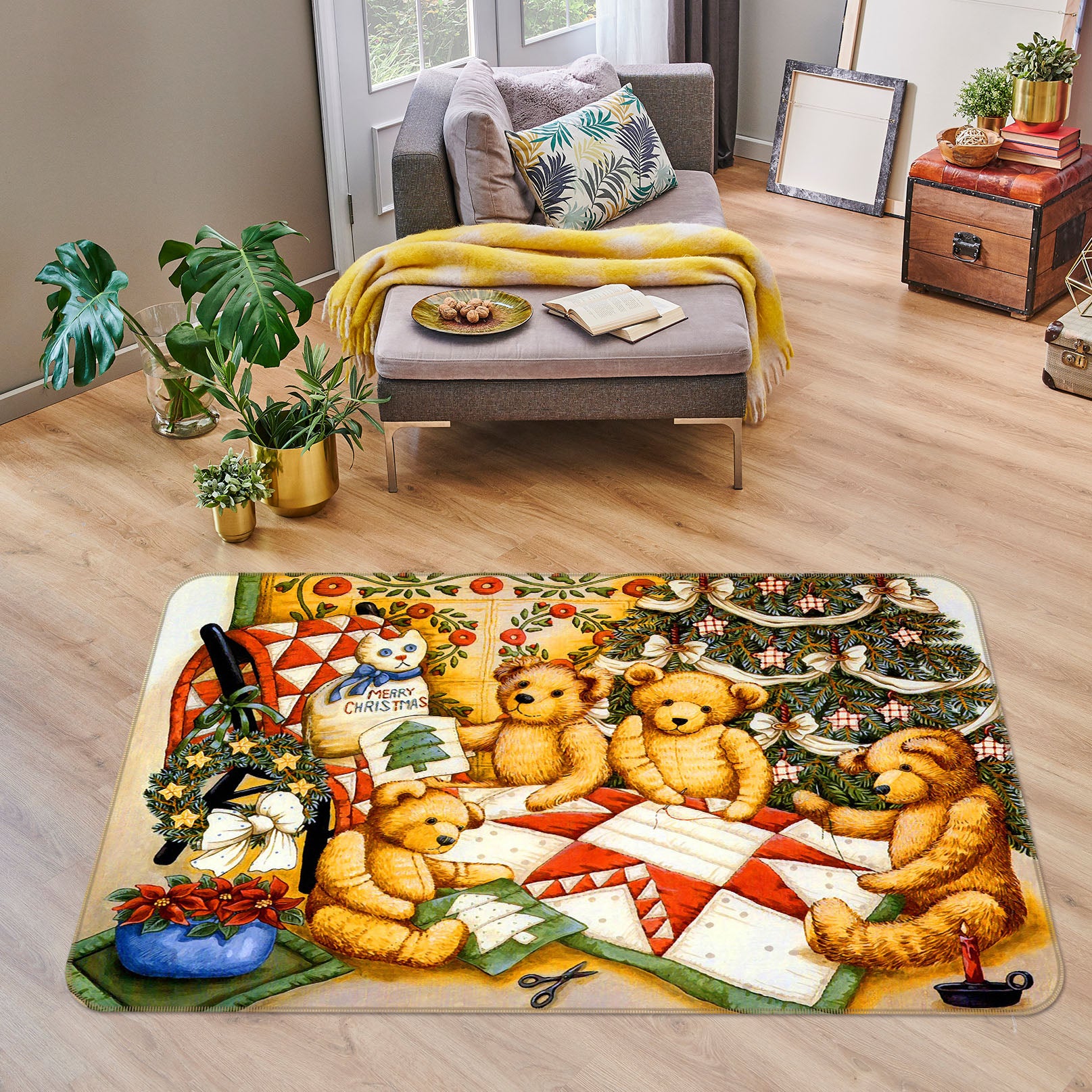 3D Bear Christmas Fift 33154 Non Slip Rug Mat