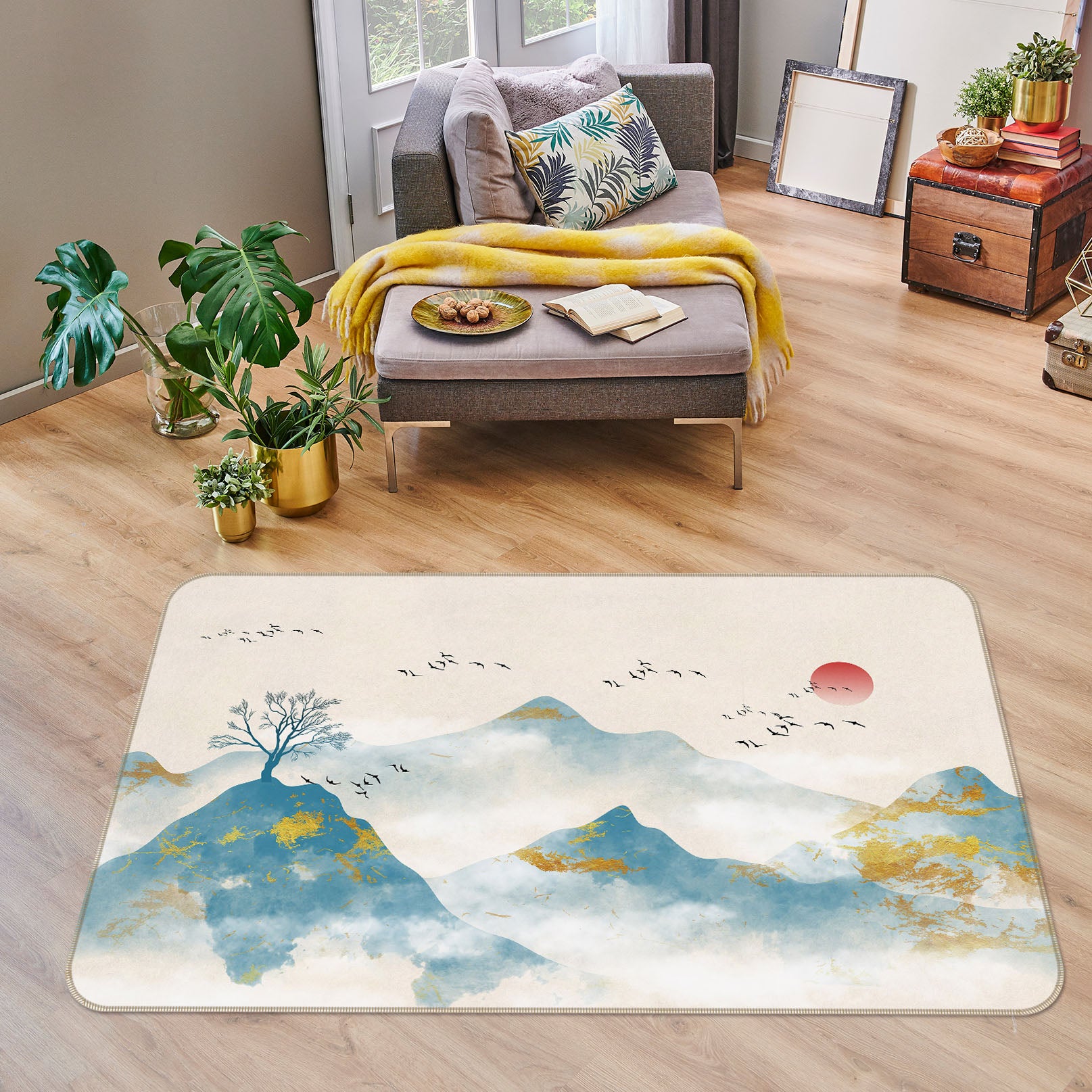 3D Ink Mountains 34030 Non Slip Rug Mat
